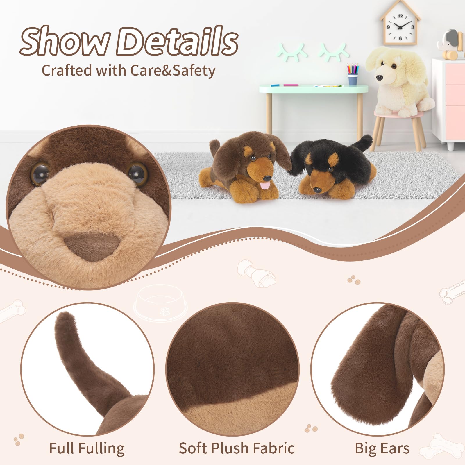 Foto 6 pulgar | Peluche Tezituor Dachshund Con 3 Bebés De 45 Cm - Venta Internacional.