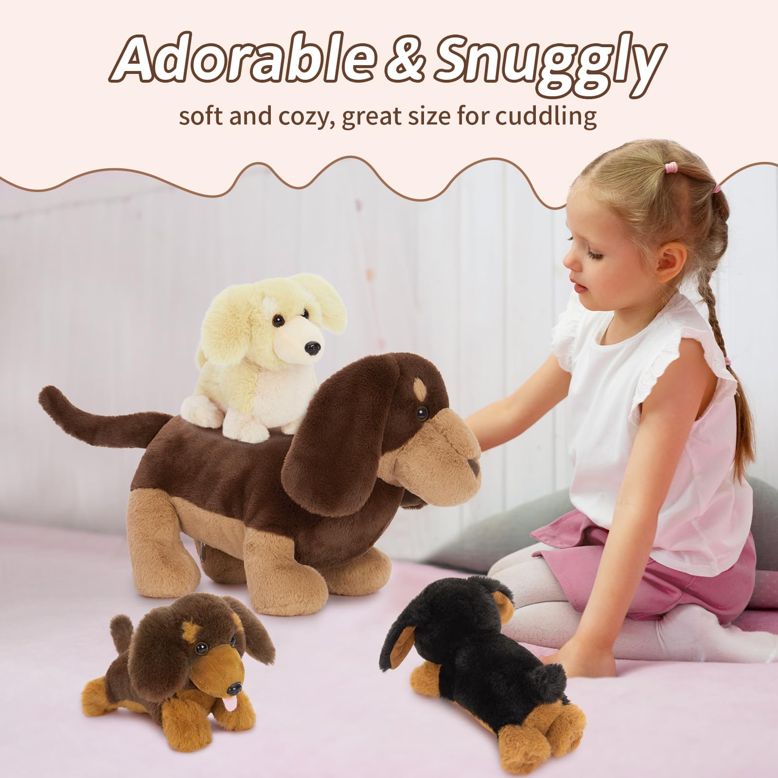 Foto 7 pulgar | Peluche Tezituor Dachshund Con 3 Bebés De 45 Cm - Venta Internacional.