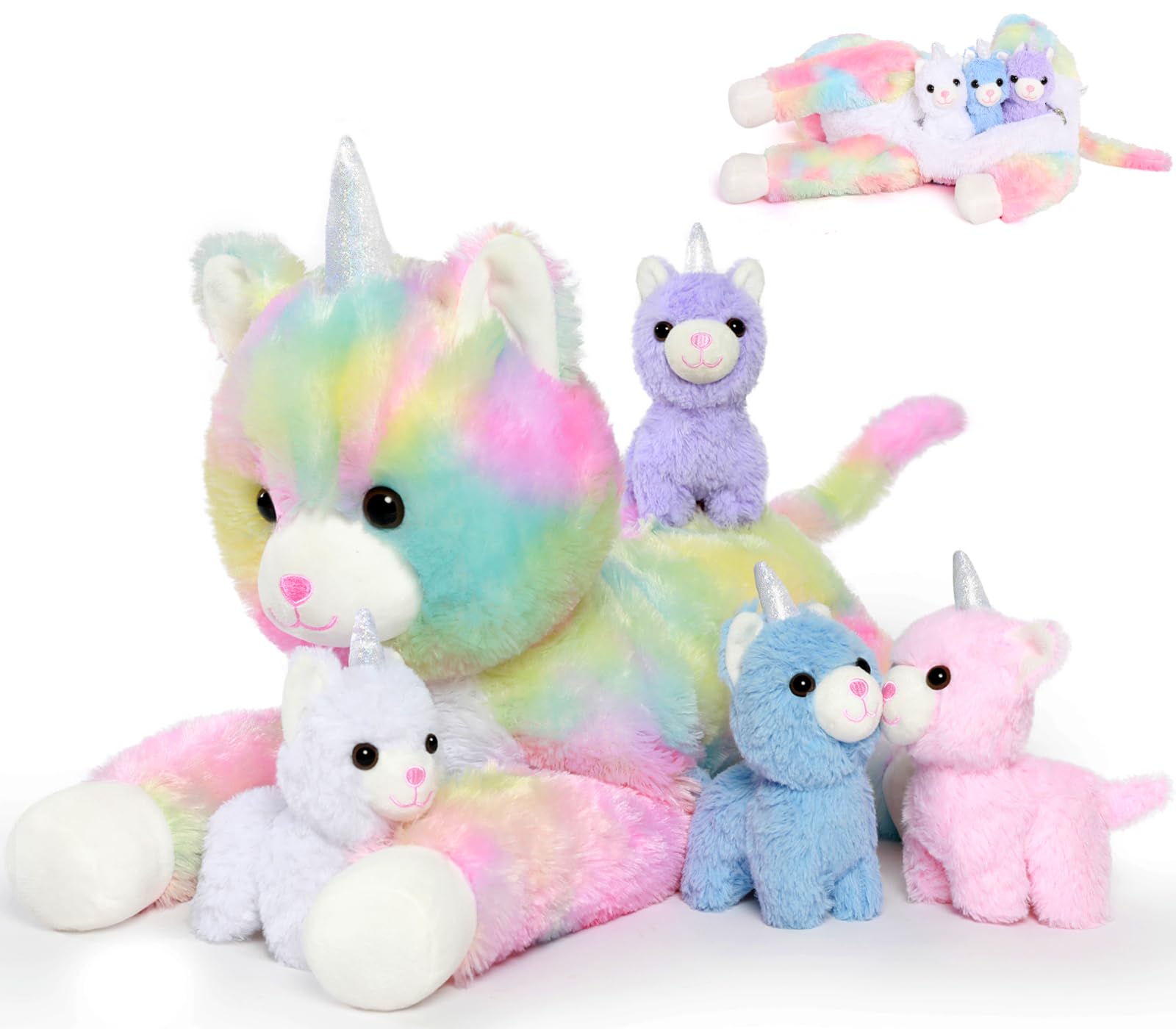 Foto 2 pulgar | Animal De Peluche Morismos Unicorn Kitty Cat Con Bebés Caticorn - Venta Internacional.
