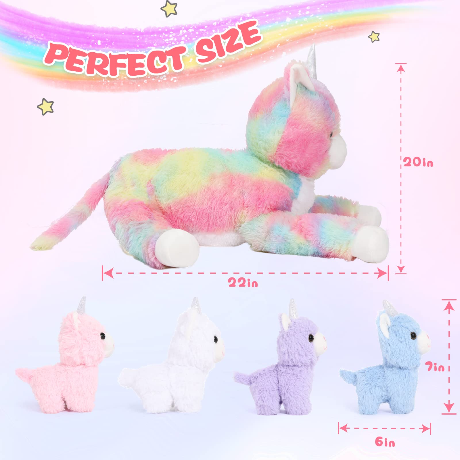 Foto 6 pulgar | Animal De Peluche Morismos Unicorn Kitty Cat Con Bebés Caticorn - Venta Internacional.