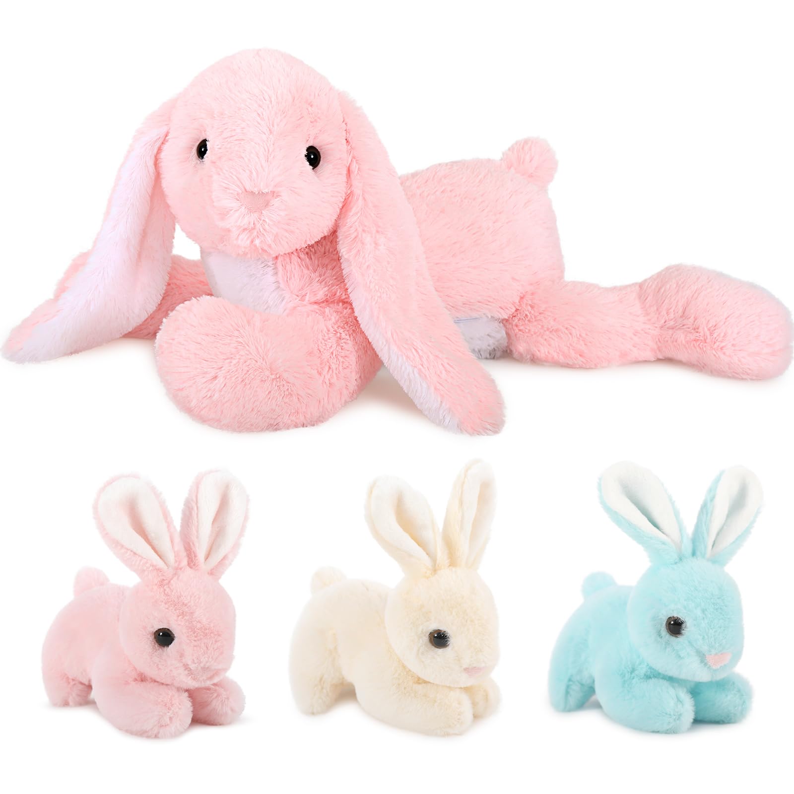 Conejito Gigante Mao Golan De Peluche Con 3 Bebés De 24 Pulgadas De Pascua - Venta Internacional.