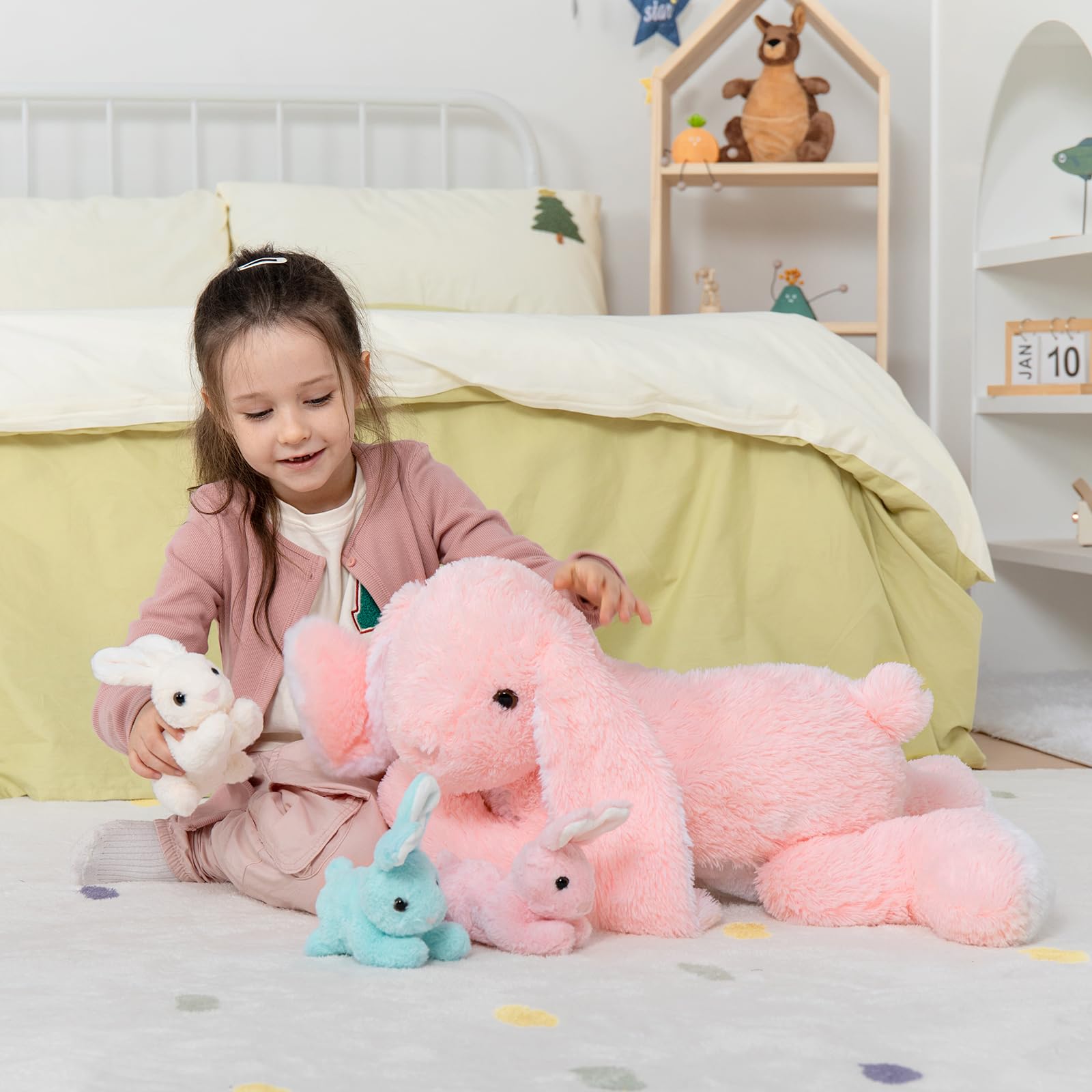 Foto 4 pulgar | Conejito Gigante Mao Golan De Peluche Con 3 Bebés De 24 Pulgadas De Pascua - Venta Internacional.