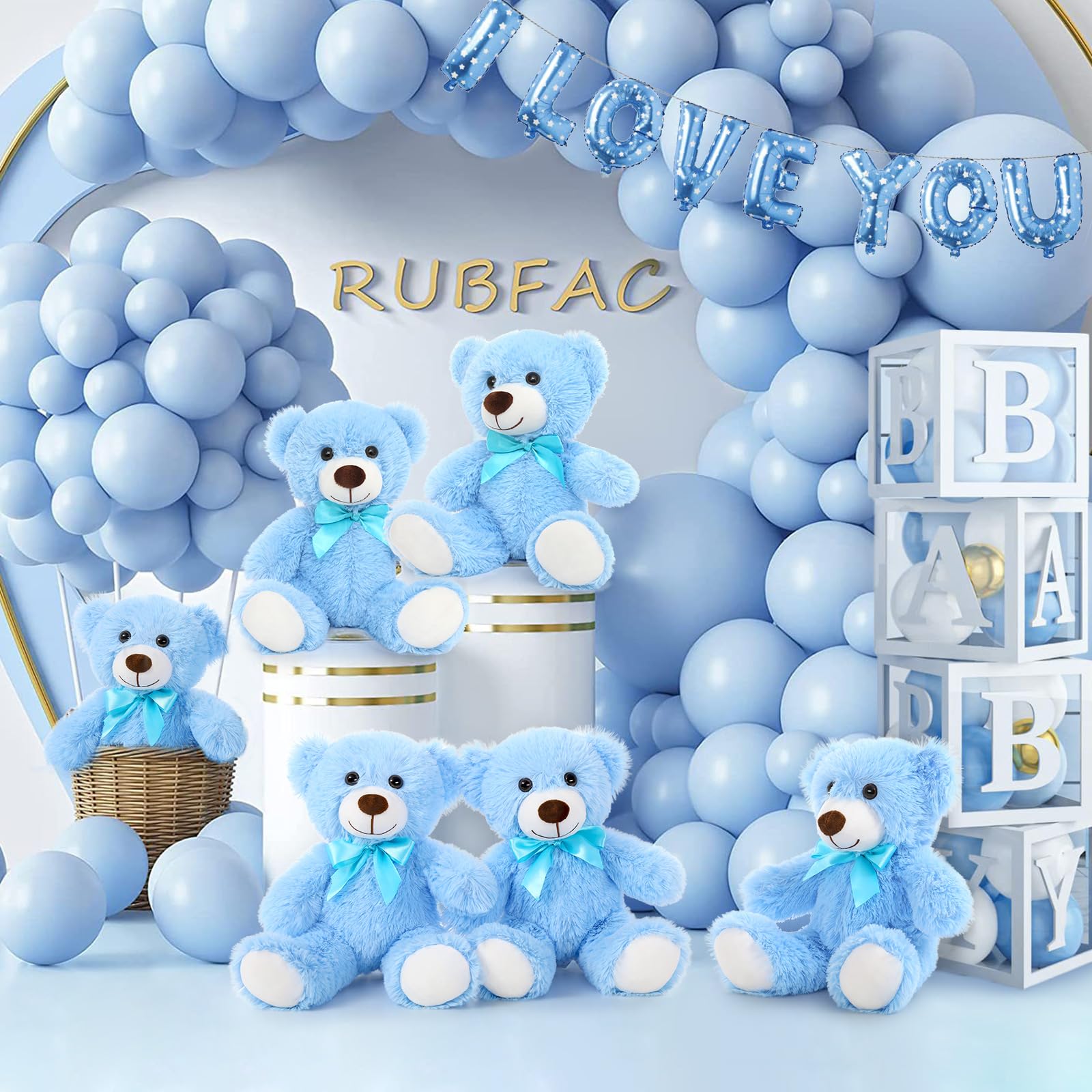 Foto 3 pulgar | Teddy Bear Morismos, Paquete De 6 Unidades, 14 Pulgadas, Para Niños, Color Azul - Venta Internacional.