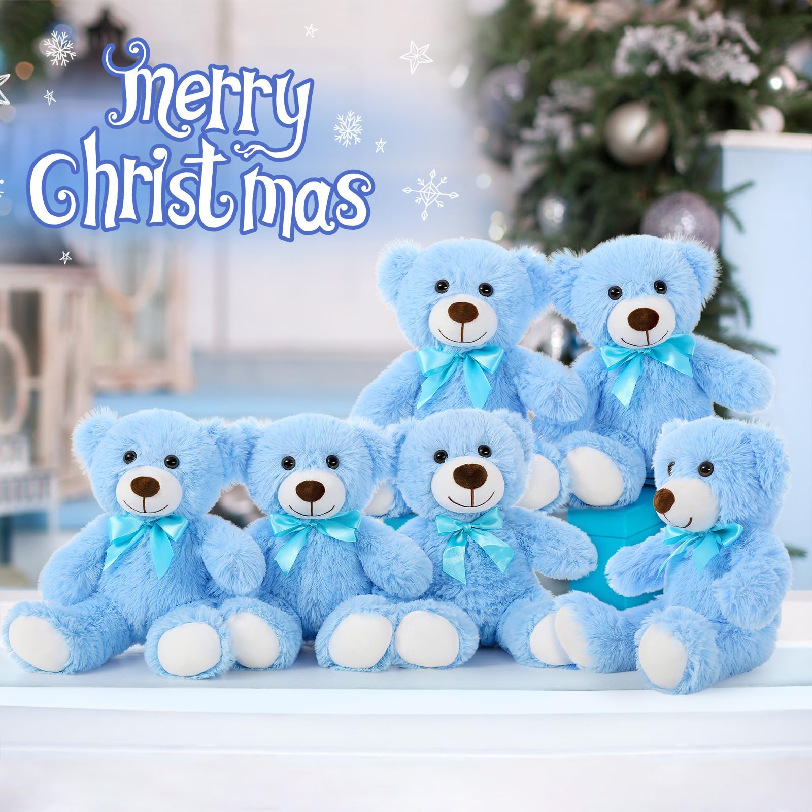 Foto 5 pulgar | Teddy Bear Morismos, Paquete De 6 Unidades, 14 Pulgadas, Para Niños, Color Azul - Venta Internacional.