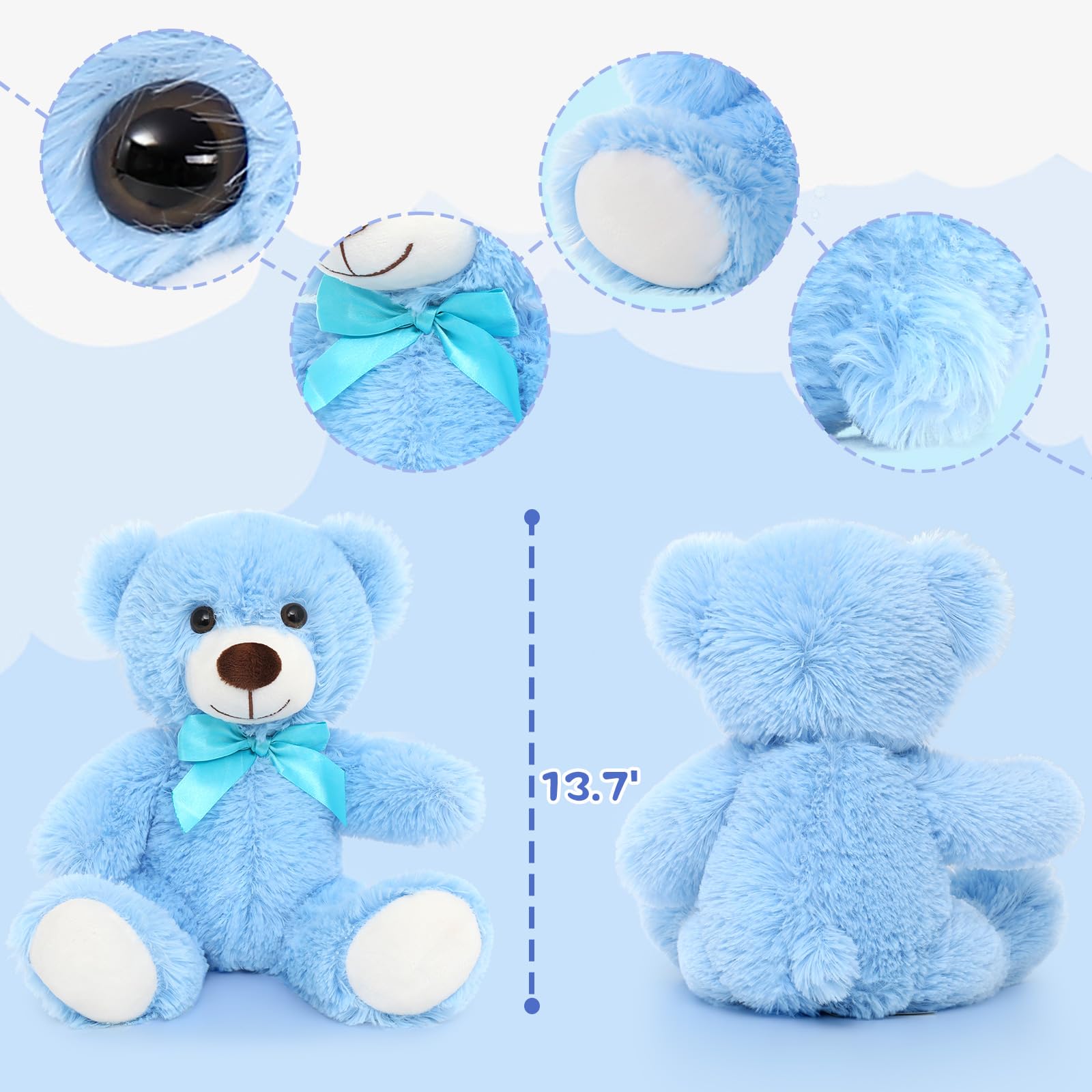 Foto 6 pulgar | Teddy Bear Morismos, Paquete De 6 Unidades, 14 Pulgadas, Para Niños, Color Azul - Venta Internacional.