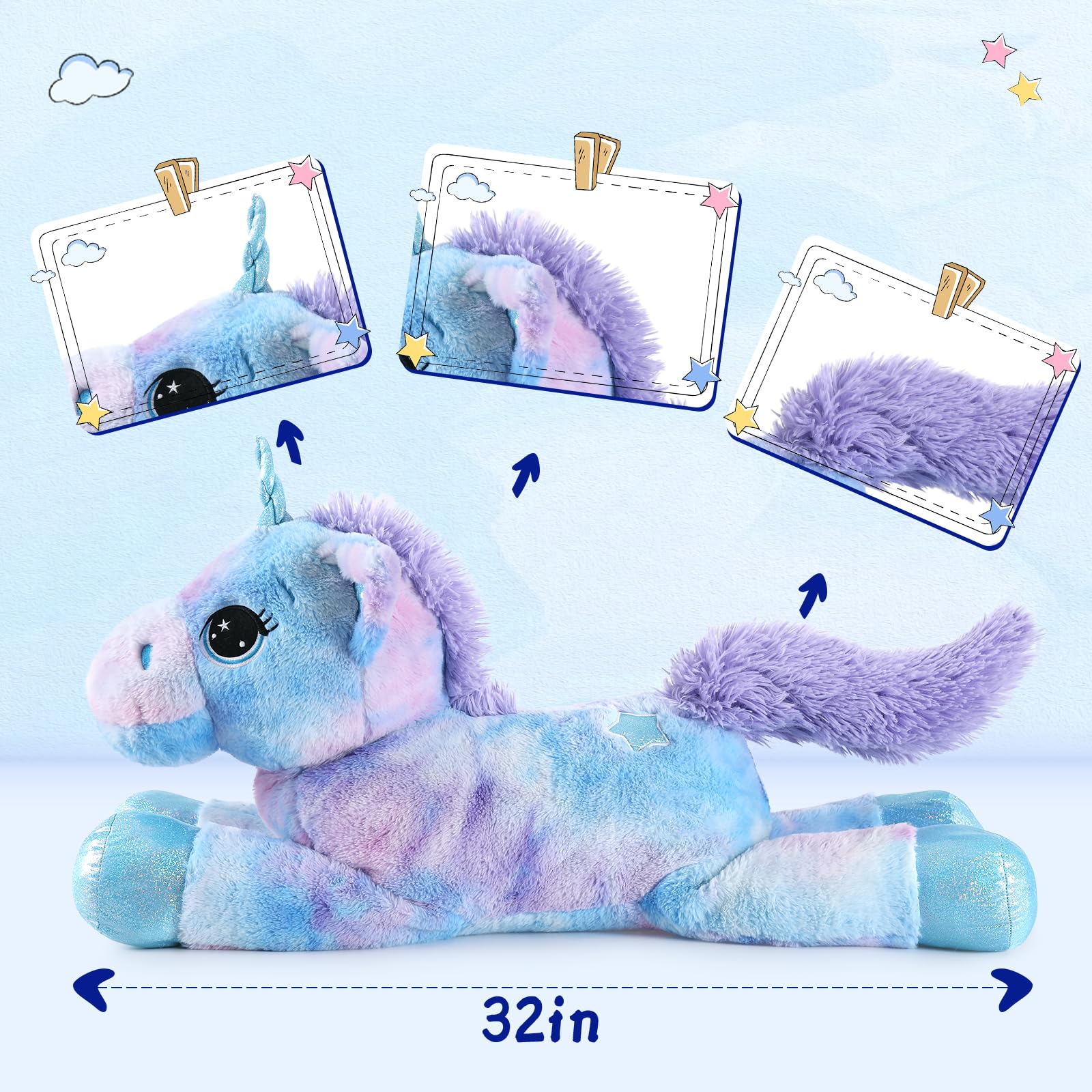 Foto 3 pulgar | Peluche De Peluche Tezituor, Unicornio Gigante, 32 Pulgadas, Para Niños - Venta Internacional.