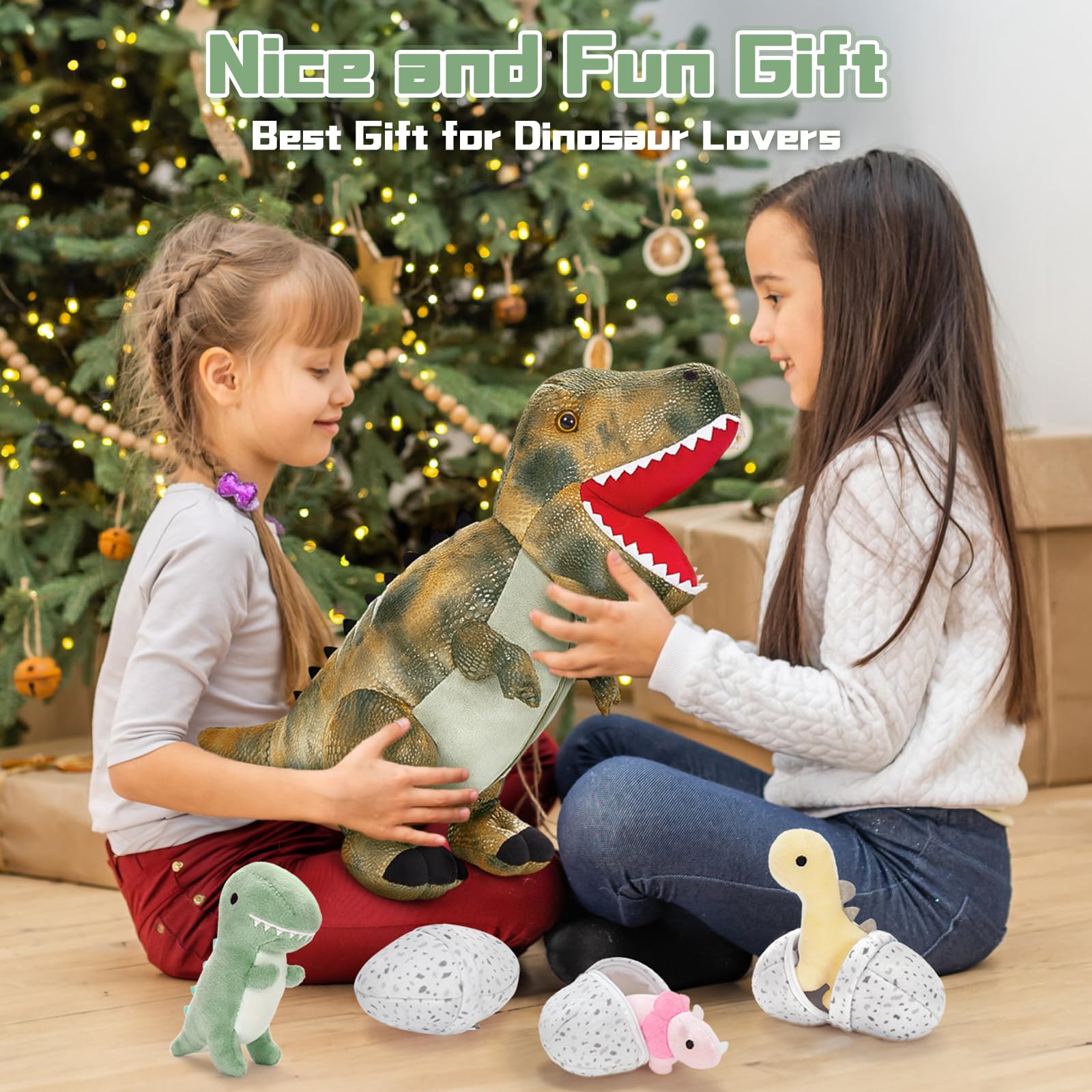 Foto 6 pulgar | Set De Peluches Morismos Dinosaur Mommy + 3 Baby Dino - Venta Internacional.