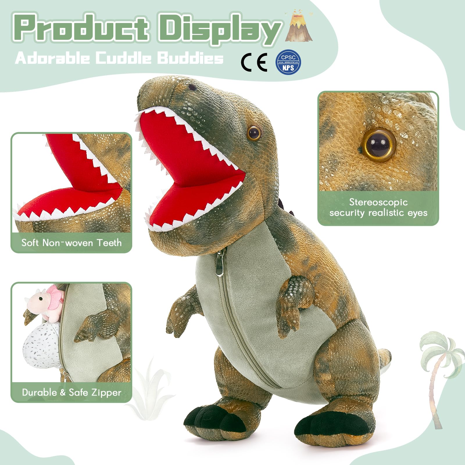 Foto 7 pulgar | Set De Peluches Morismos Dinosaur Mommy + 3 Baby Dino - Venta Internacional.