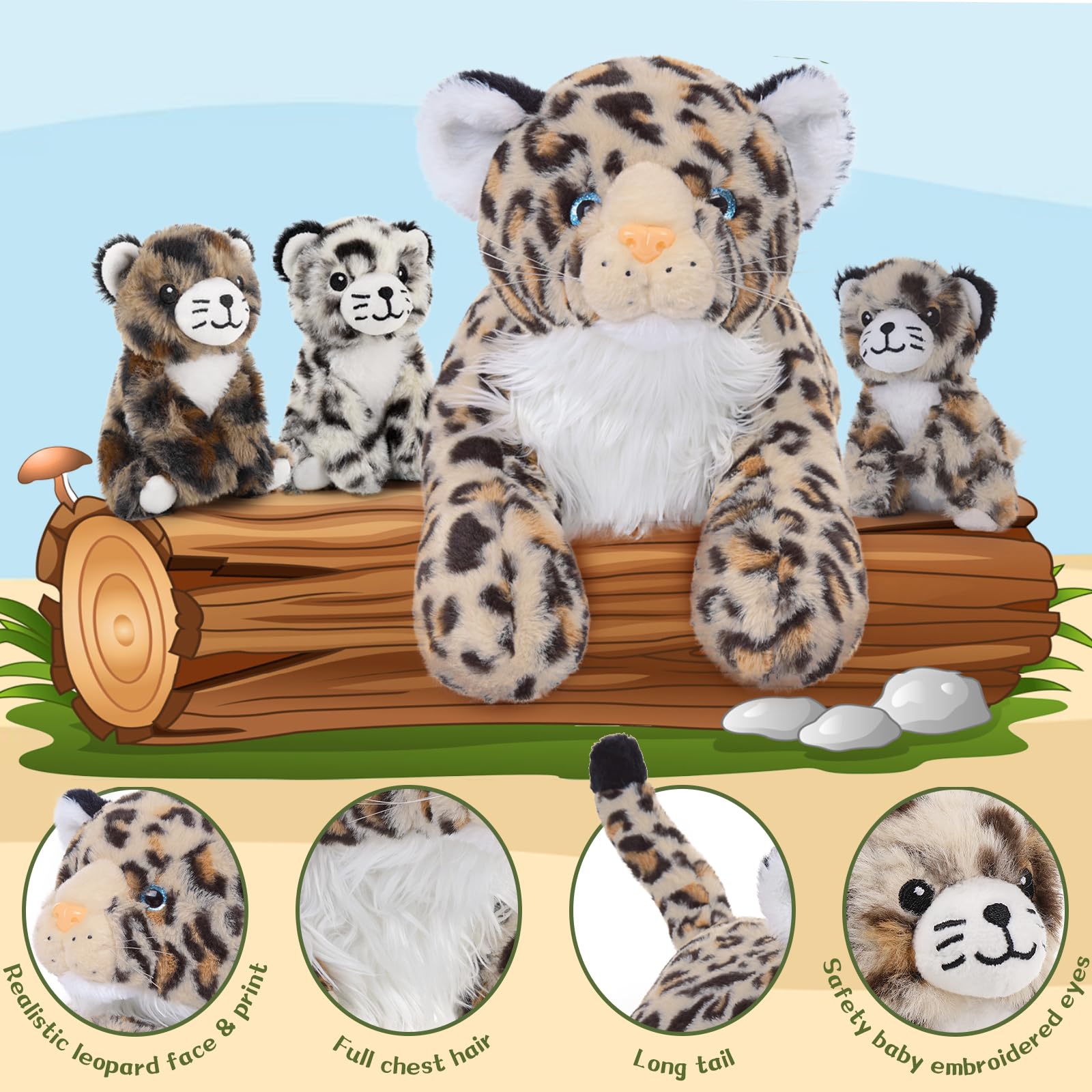 Foto 3 pulgar | Peluche Morismos Cheetah Mommy Con Cachorro De 45 Cm Para Niños - Venta Internacional.