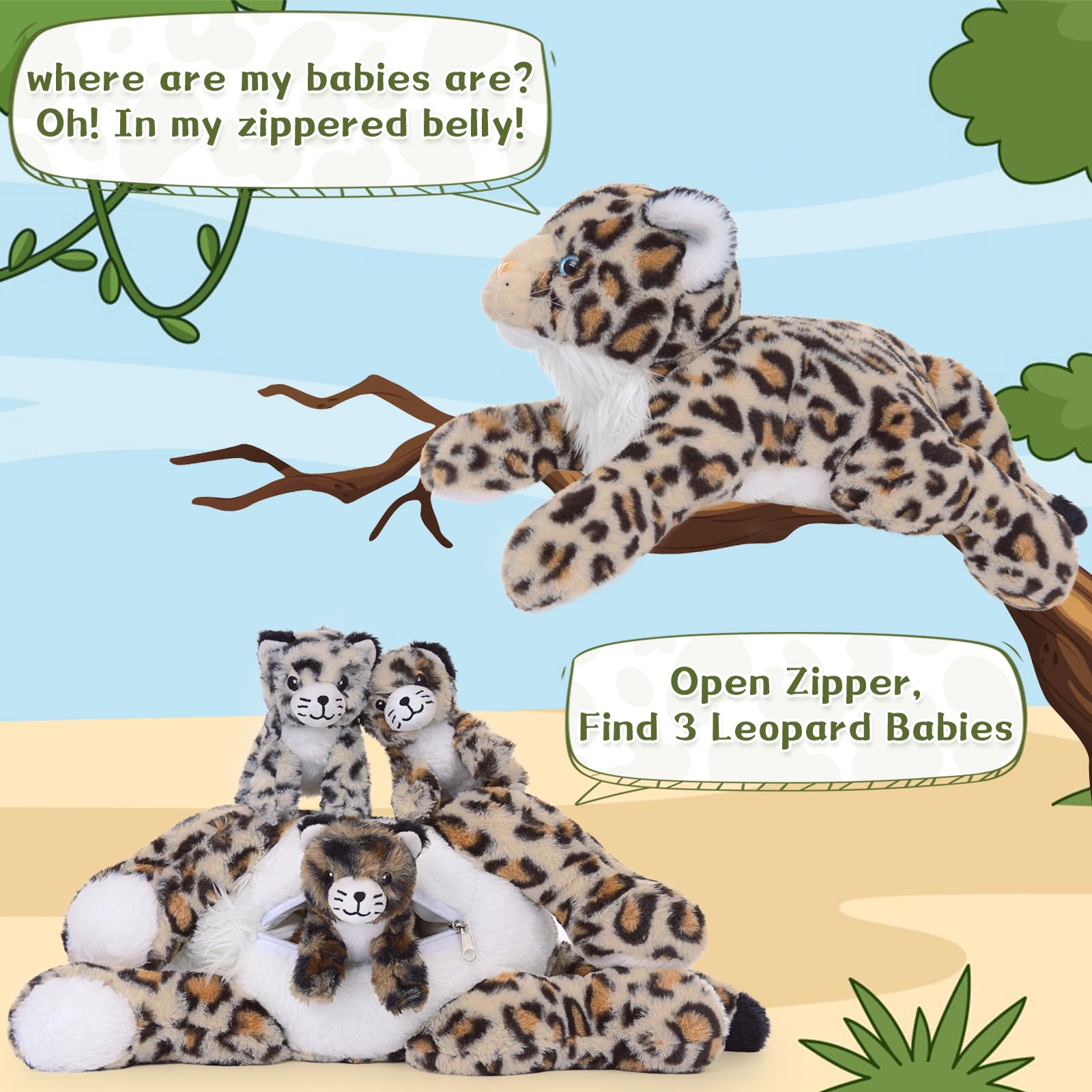 Foto 6 pulgar | Peluche Morismos Cheetah Mommy Con Cachorro De 45 Cm Para Niños - Venta Internacional.
