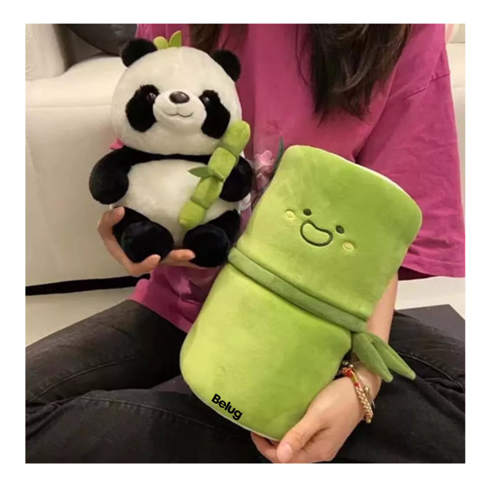Foto 4 pulgar | Simpático Muñeco Panda Y Almohada De Felpa De Bambú 35 Cm Verde Oso Polar Belug