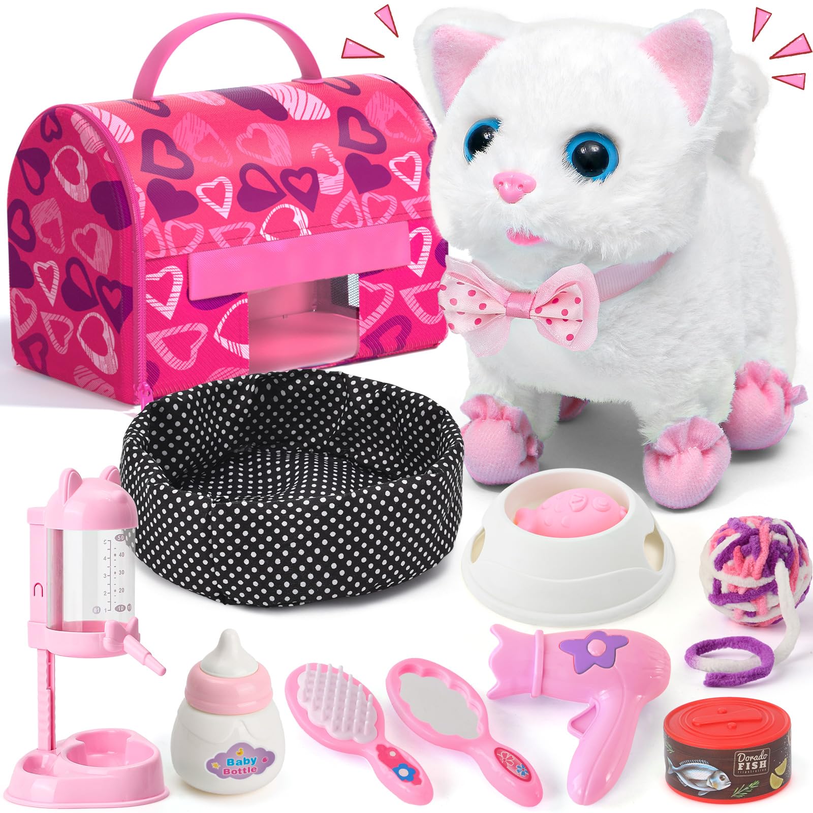 Peluche Electrónico Interactivo Toy Cat Golray Walk & Meow - Venta Internacional.