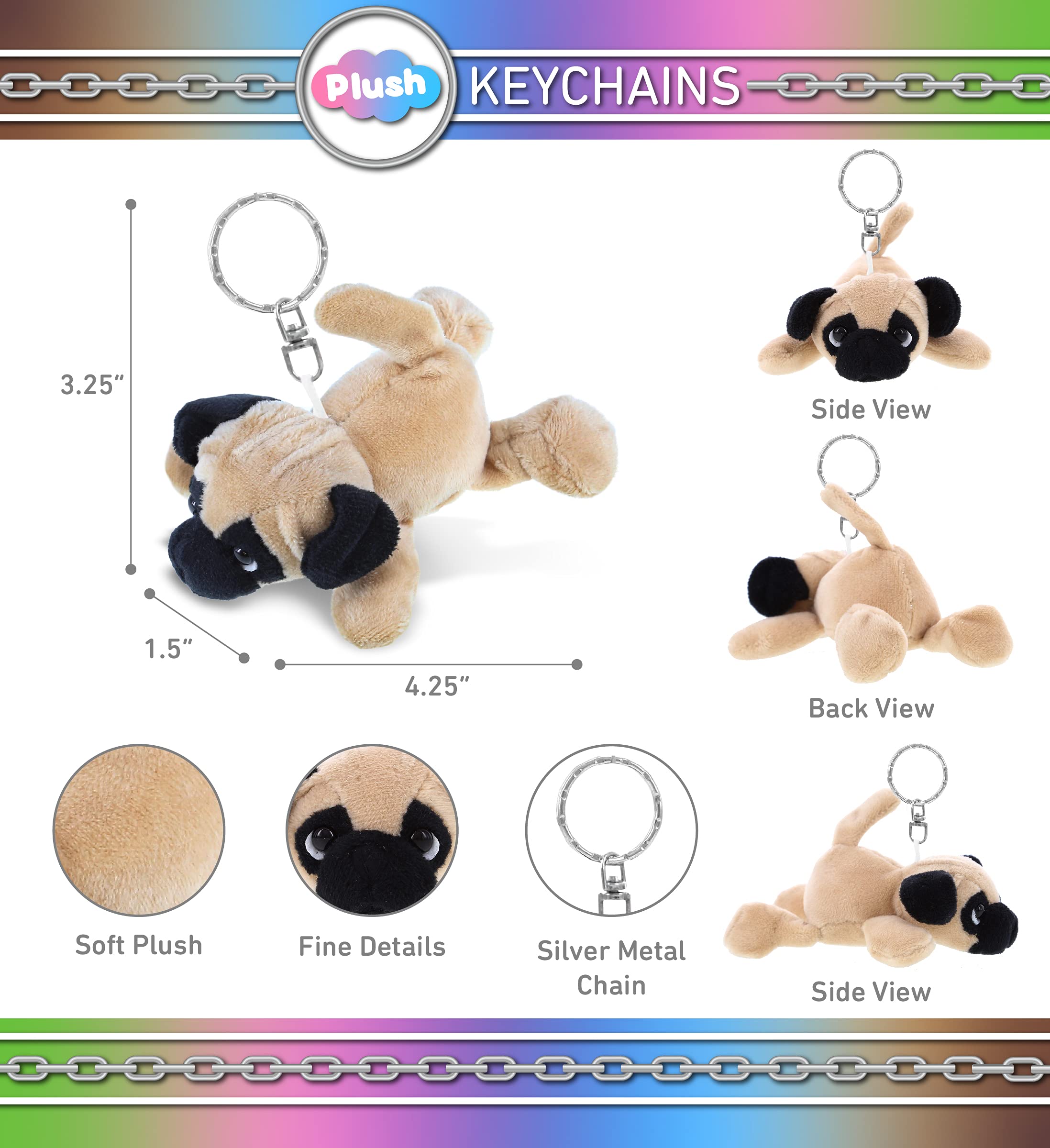Foto 3 pulgar | Llavero De Peluche Dollibu Pug Dog Para Niños - Venta Internacional.