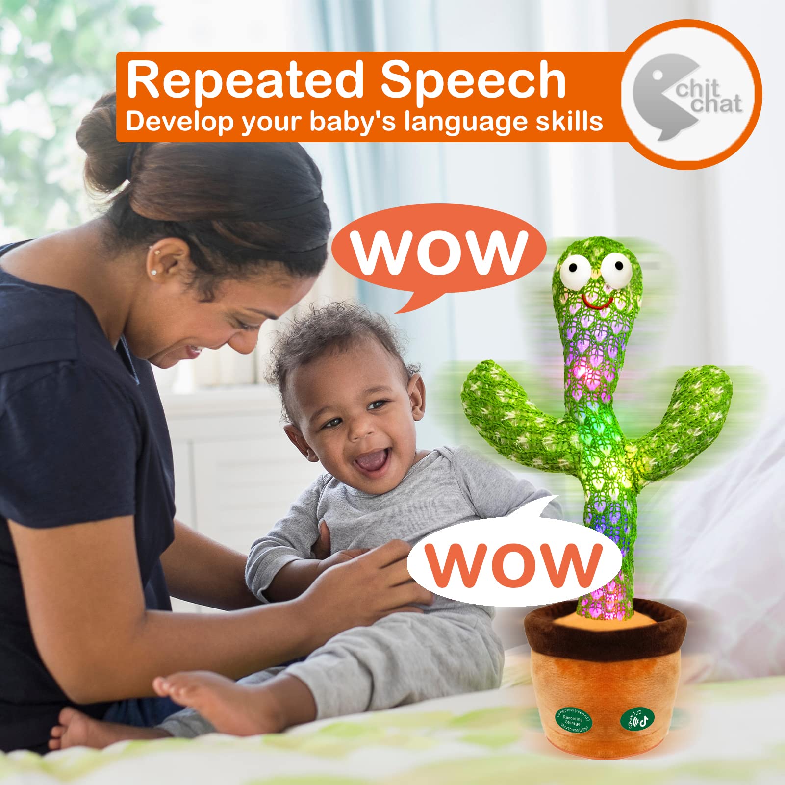 Foto 5 | Talking Cactus Toy Pbooo, Volumen Ajustable Con Luz Led - Venta Internacional.