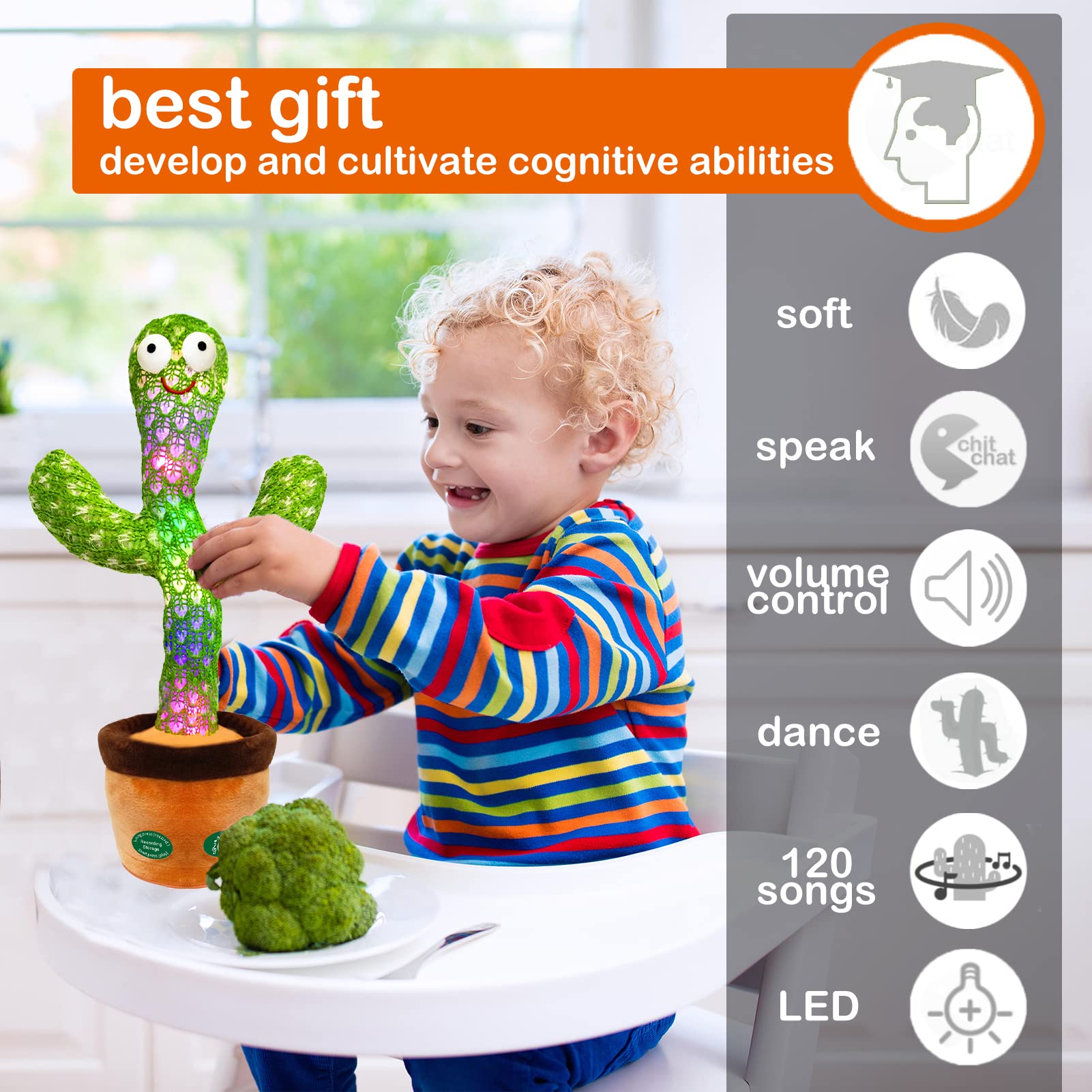 Foto 8 pulgar | Talking Cactus Toy Pbooo, Volumen Ajustable Con Luz Led - Venta Internacional.
