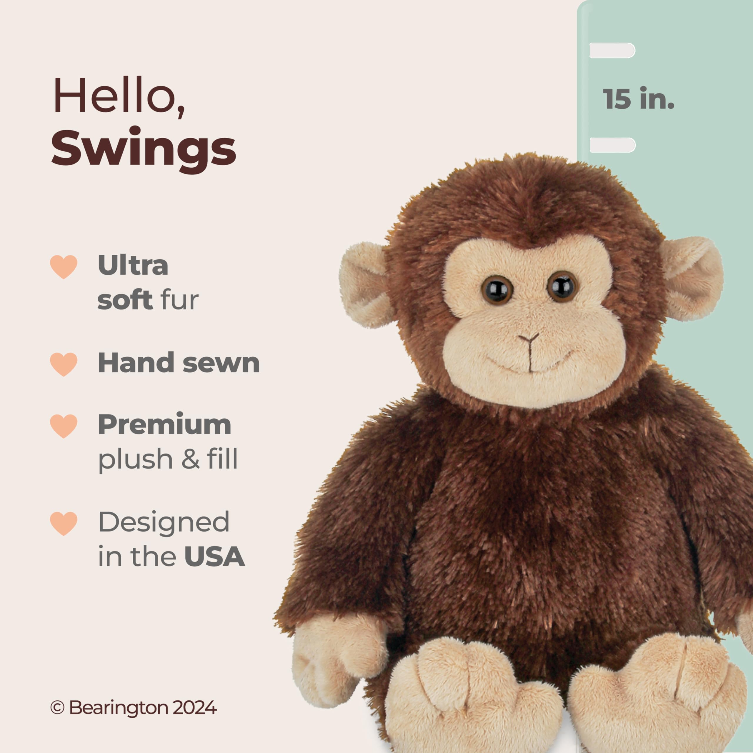 Foto 3 pulgar | Peluche Bearington Swings The Monkey, Animal De Peluche Con Forma De Mono De 15 Pulgadas - Venta Internacional.