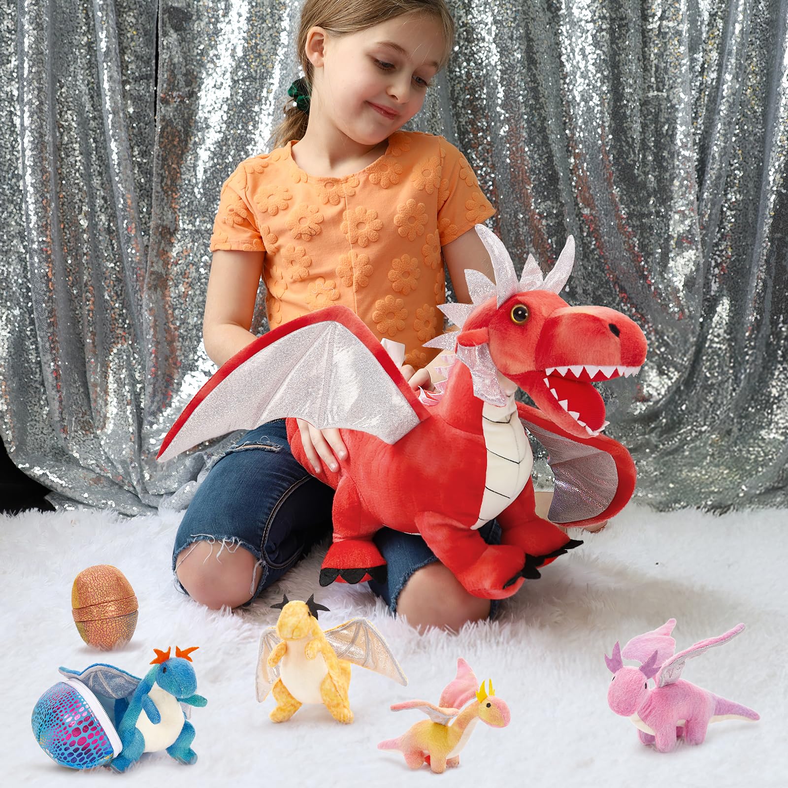 Foto 3 pulgar | Set De Peluche Maogolan Dragon Con 4 Bebés Y 2 Huevos De 55 Cm - Venta Internacional.