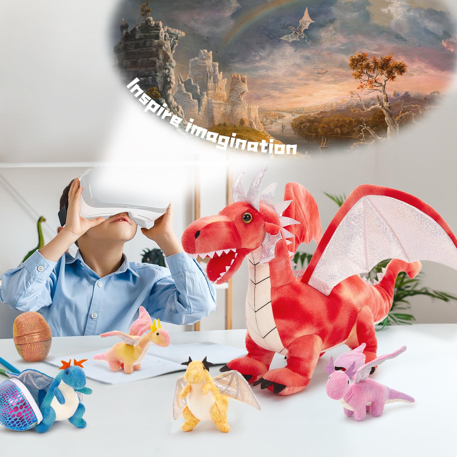 Foto 5 pulgar | Set De Peluche Maogolan Dragon Con 4 Bebés Y 2 Huevos De 55 Cm - Venta Internacional.