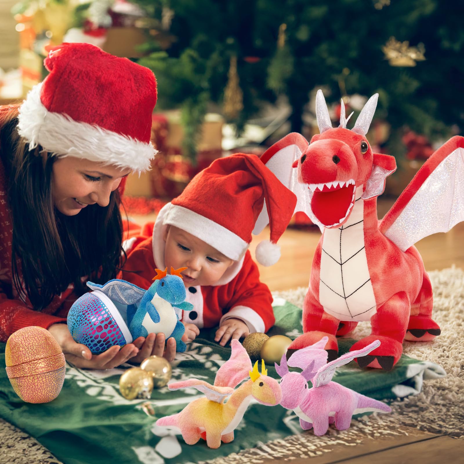 Foto 7 | Set De Peluche Maogolan Dragon Con 4 Bebés Y 2 Huevos De 55 Cm - Venta Internacional.