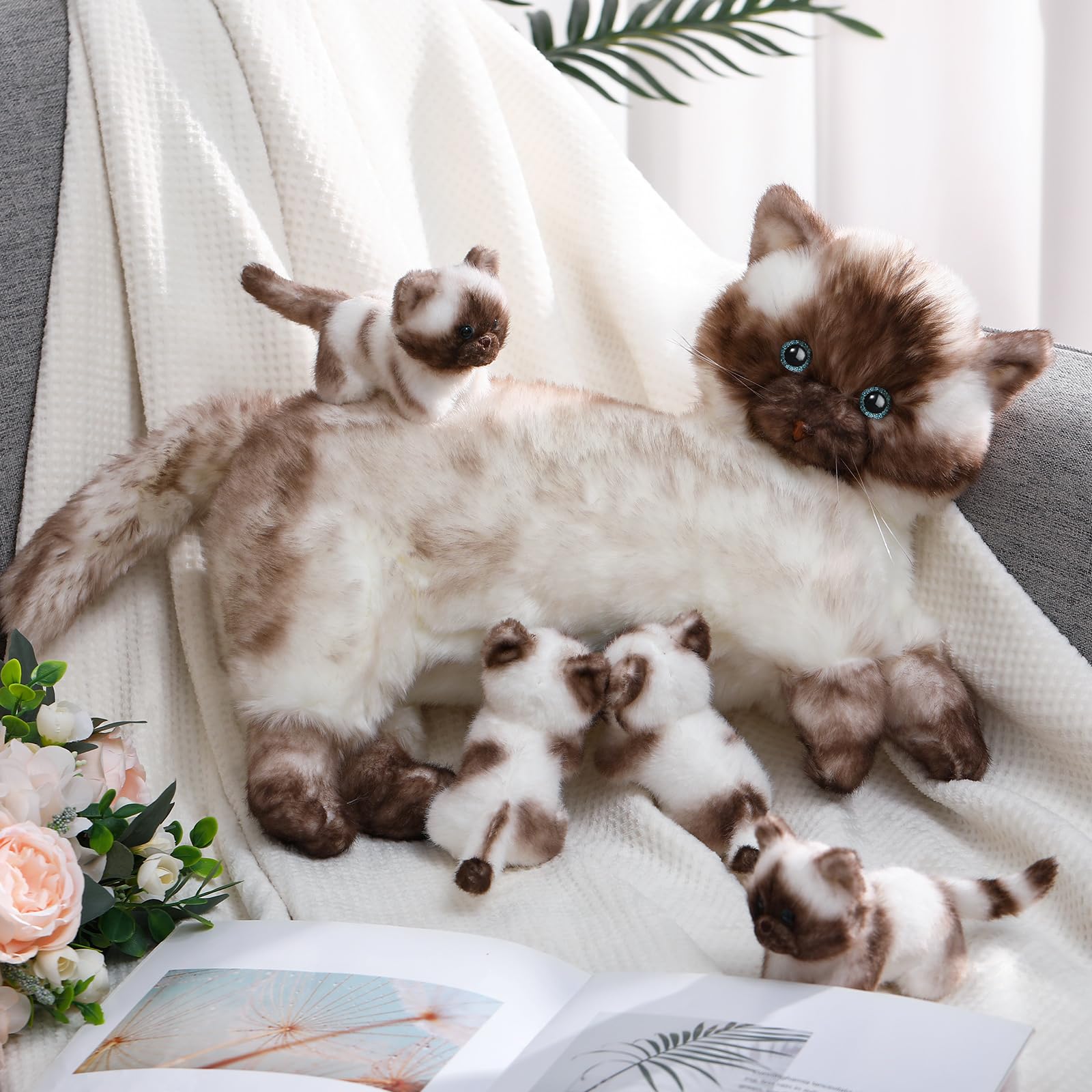 Foto 5 pulgar | Animal De Peluche Skylety, Gato Siamés Cariñoso Con 4 Gatitos, 40 Cm - Venta Internacional.