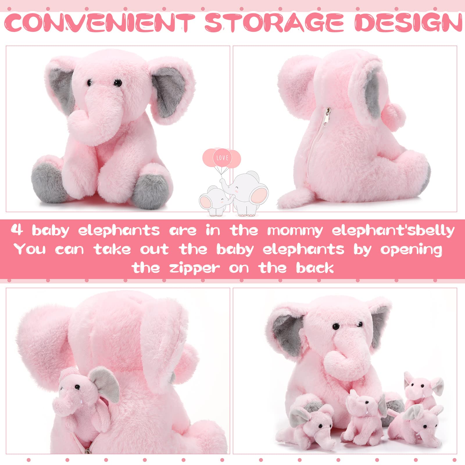 Foto 4 pulgar | Set De Peluche Con Elefantes De Peluche Con Bebés Para Decoración De Fiestas - Venta Internacional.