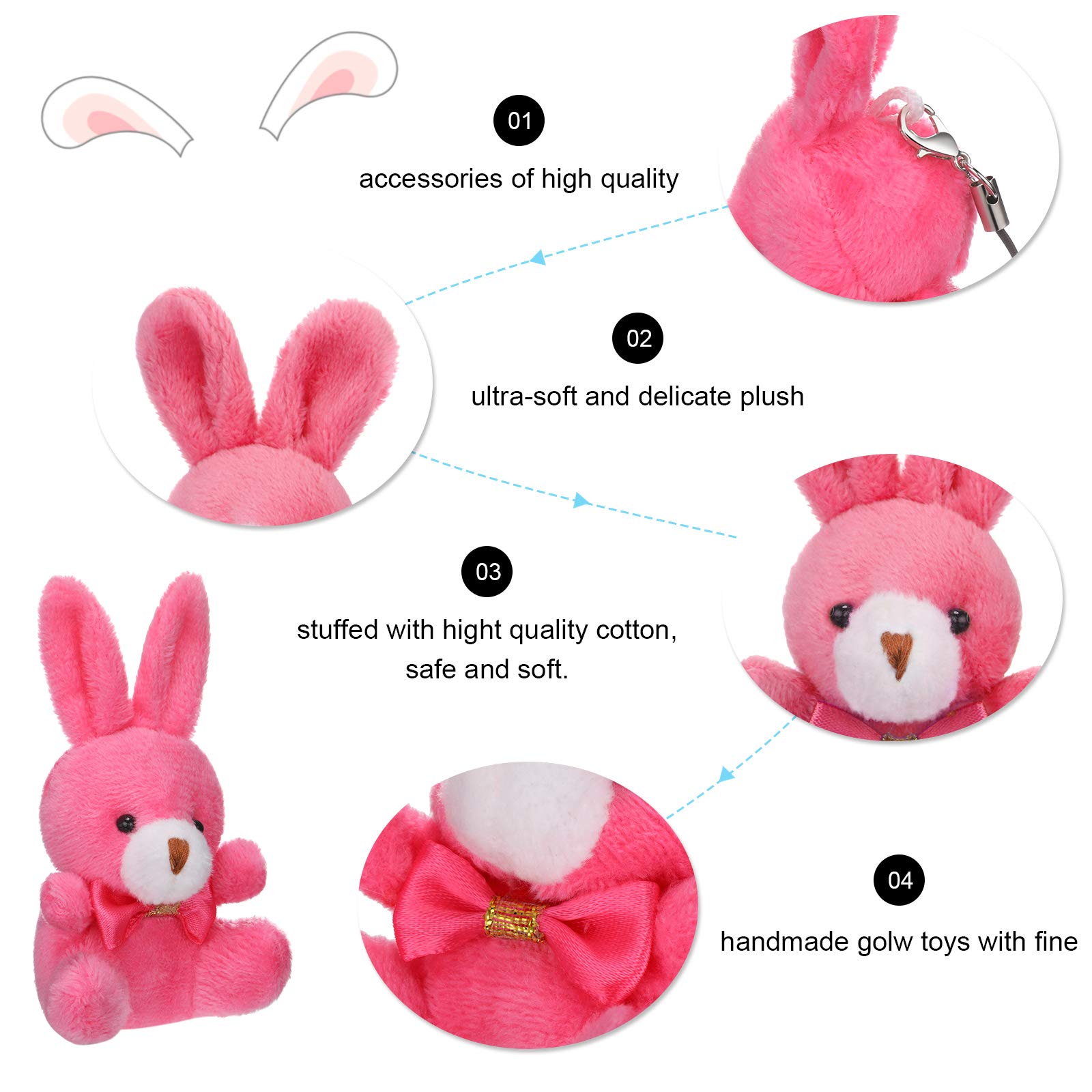 Foto 4 pulgar | Peluche De Conejo De Peluche De 10 Cm Con Colgante Colgante, 24 Unidades - Venta Internacional.