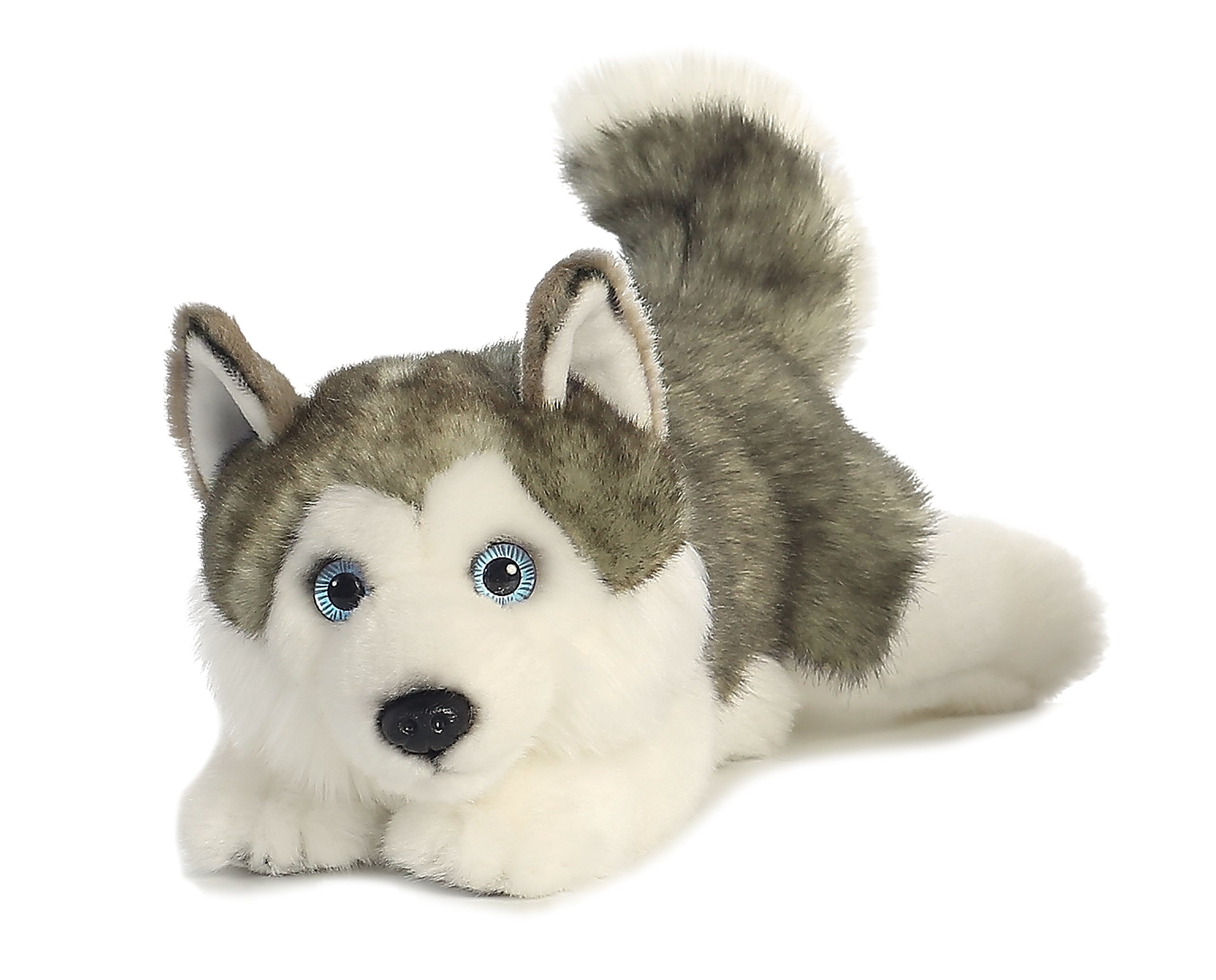 Peluche Aurora Realistic Miyoni Yaciendo Husky 28 Cm - Venta Internacional.