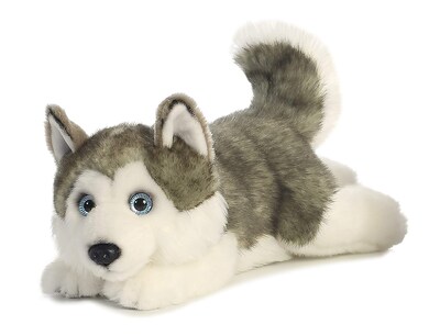 Foto 3 | Peluche Aurora Realistic Miyoni Yaciendo Husky 28 Cm - Venta Internacional.