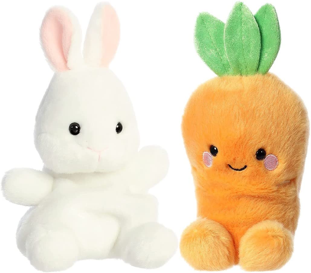 Peluche Aurora Palm Pals, Alegre Conejito De Zanahoria Y Rabo De Algodón - Venta Internacional.