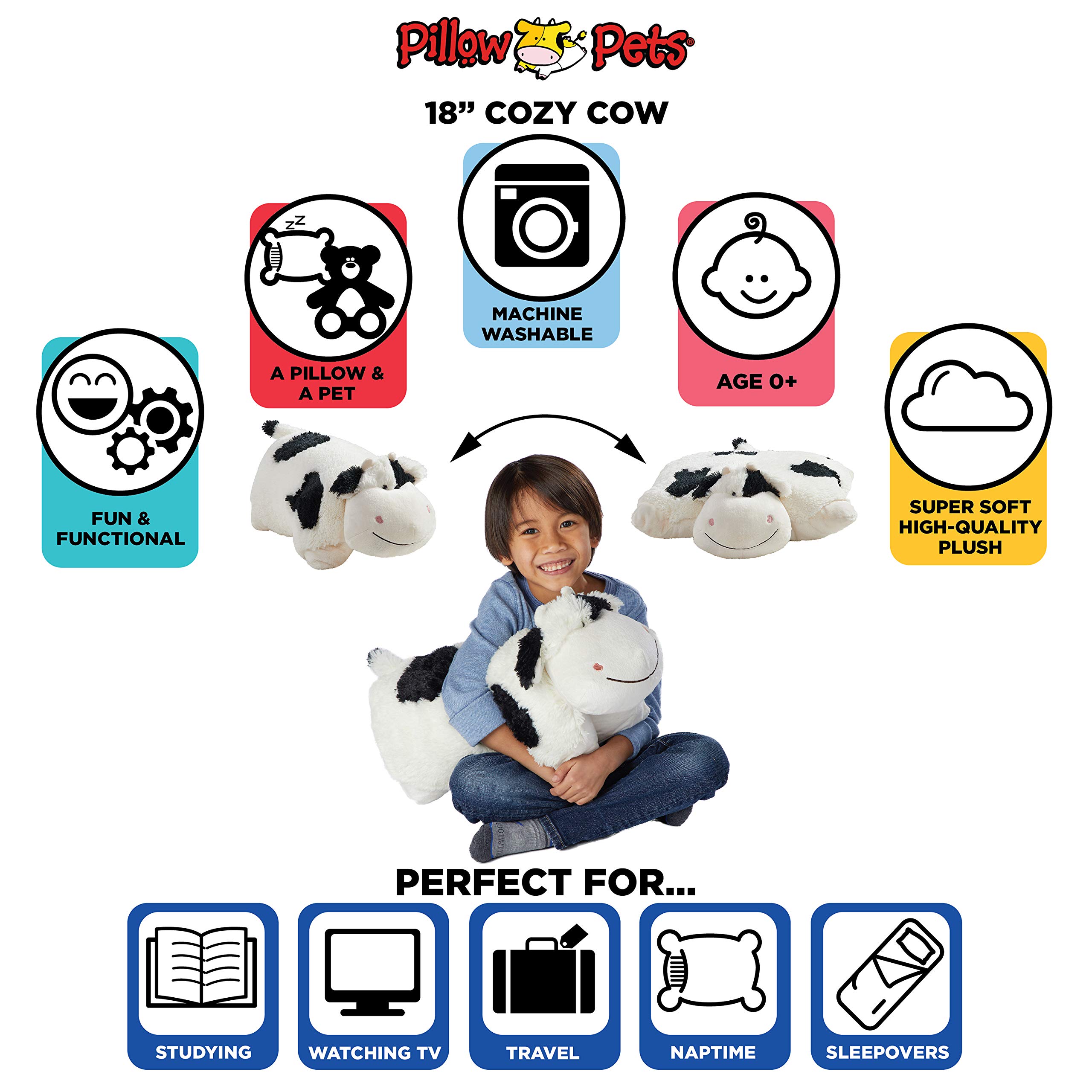Foto 5 pulgar | Peluche Pillow Pets Originals Cozy Cow De 18 Pulgadas - Venta Internacional.