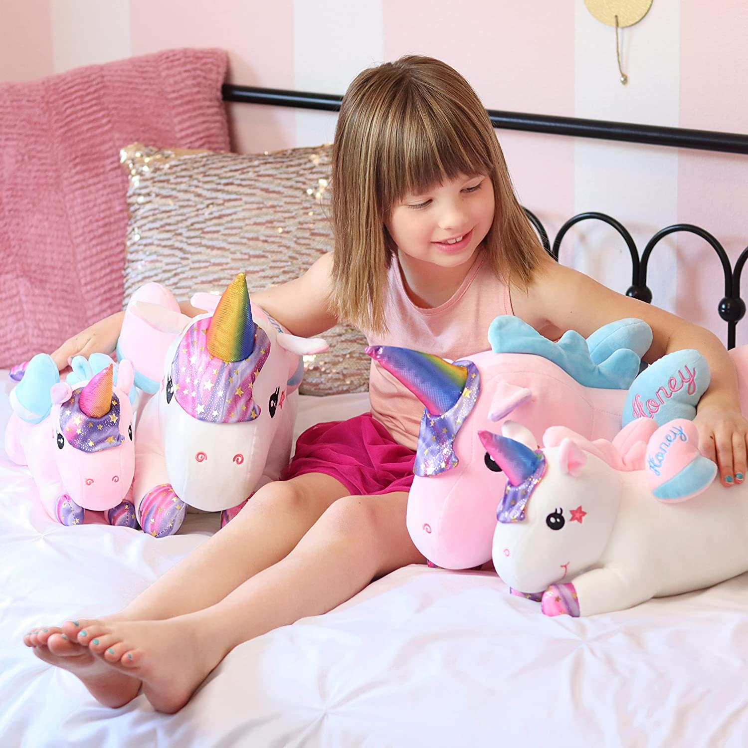 Foto 5 pulgar | Cuerno De Peluche Huoguo Con Forma De Unicornio Y Arcoíris Para Niñas - Venta Internacional.