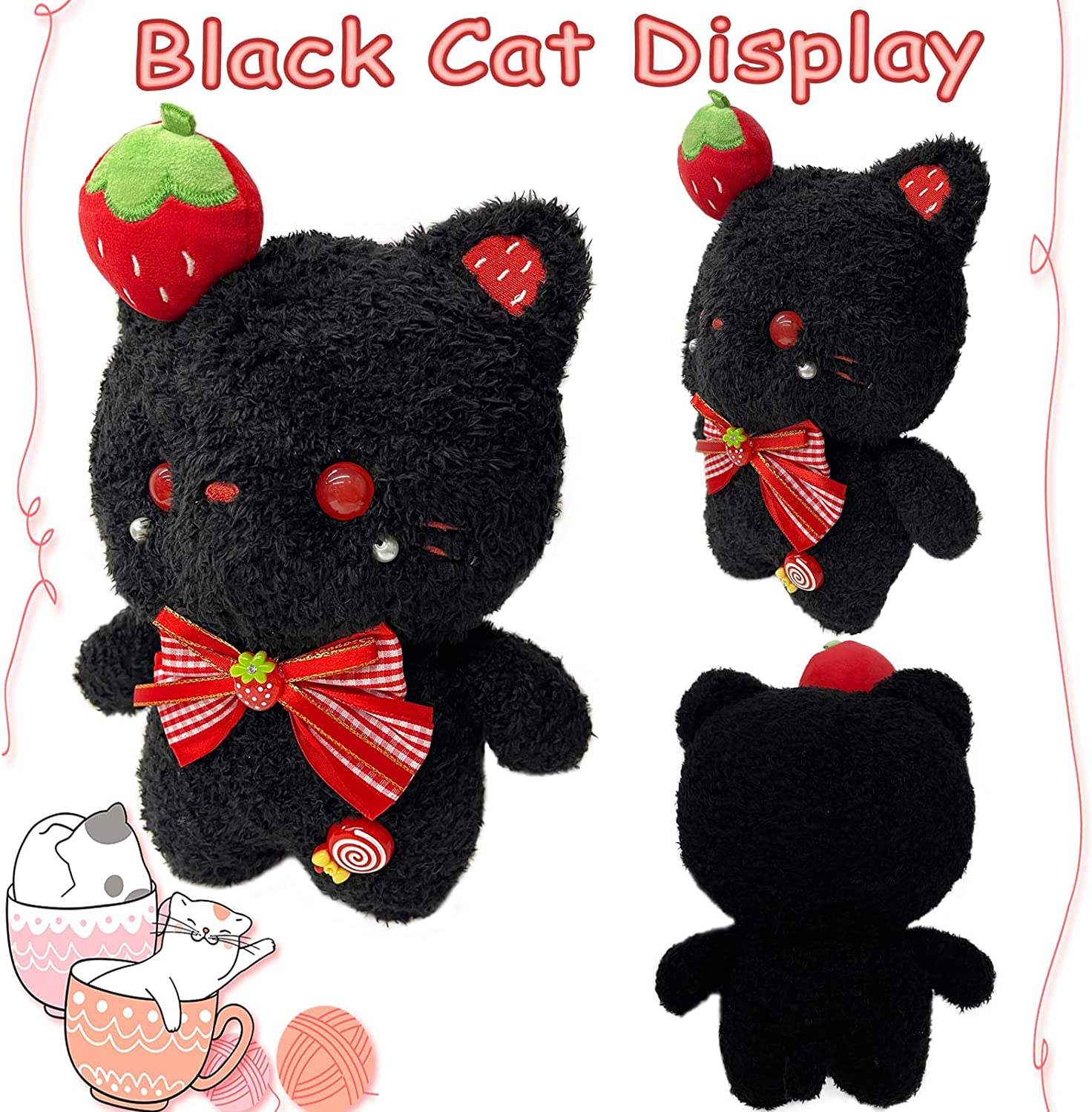 Foto 4 pulgar | Almohada De Peluche Huoguo Con Forma De Gato Negro De 23 Cm - Venta Internacional.