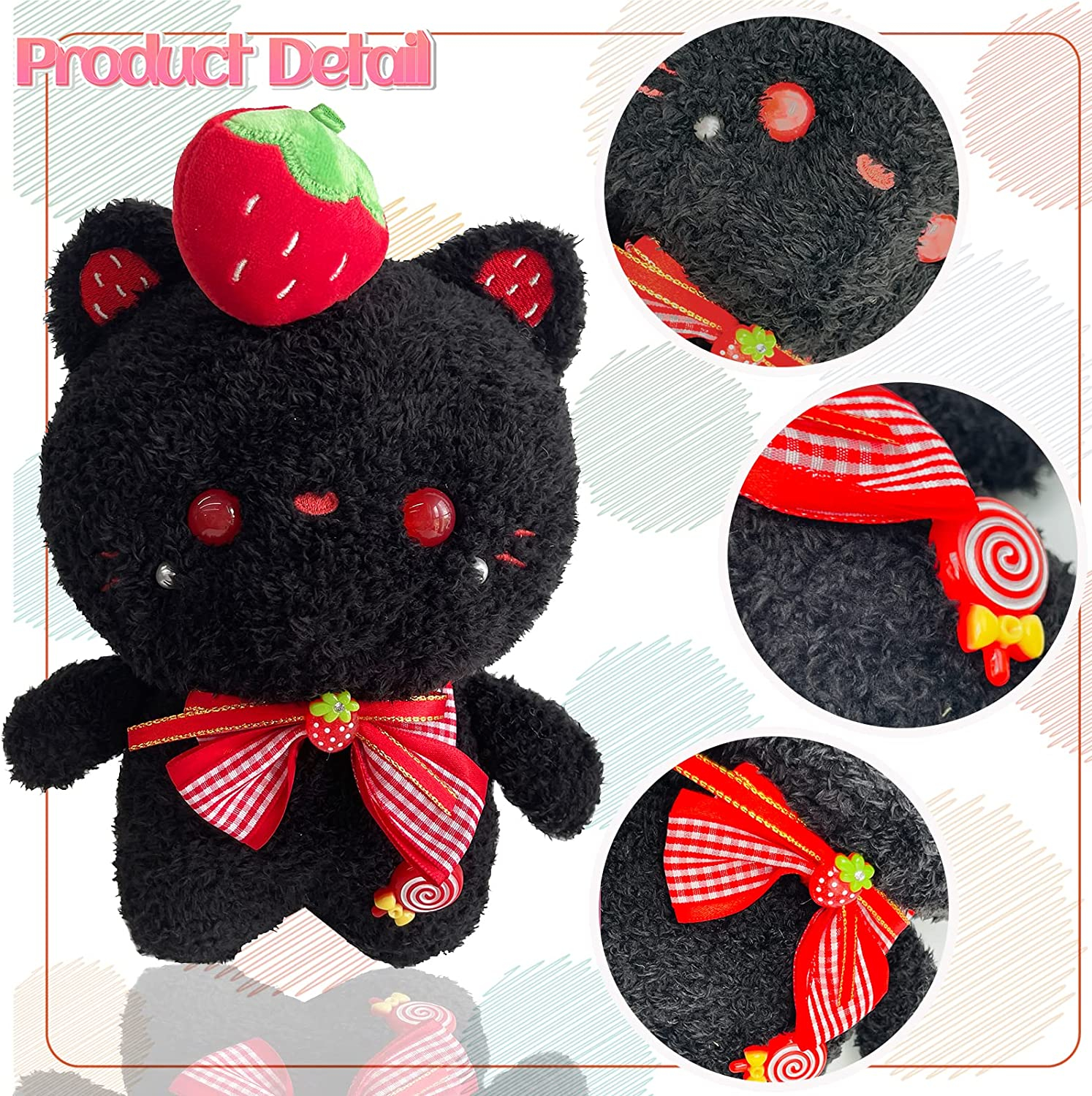 Foto 4 | Almohada De Peluche Huoguo Con Forma De Gato Negro De 23 Cm - Venta Internacional.
