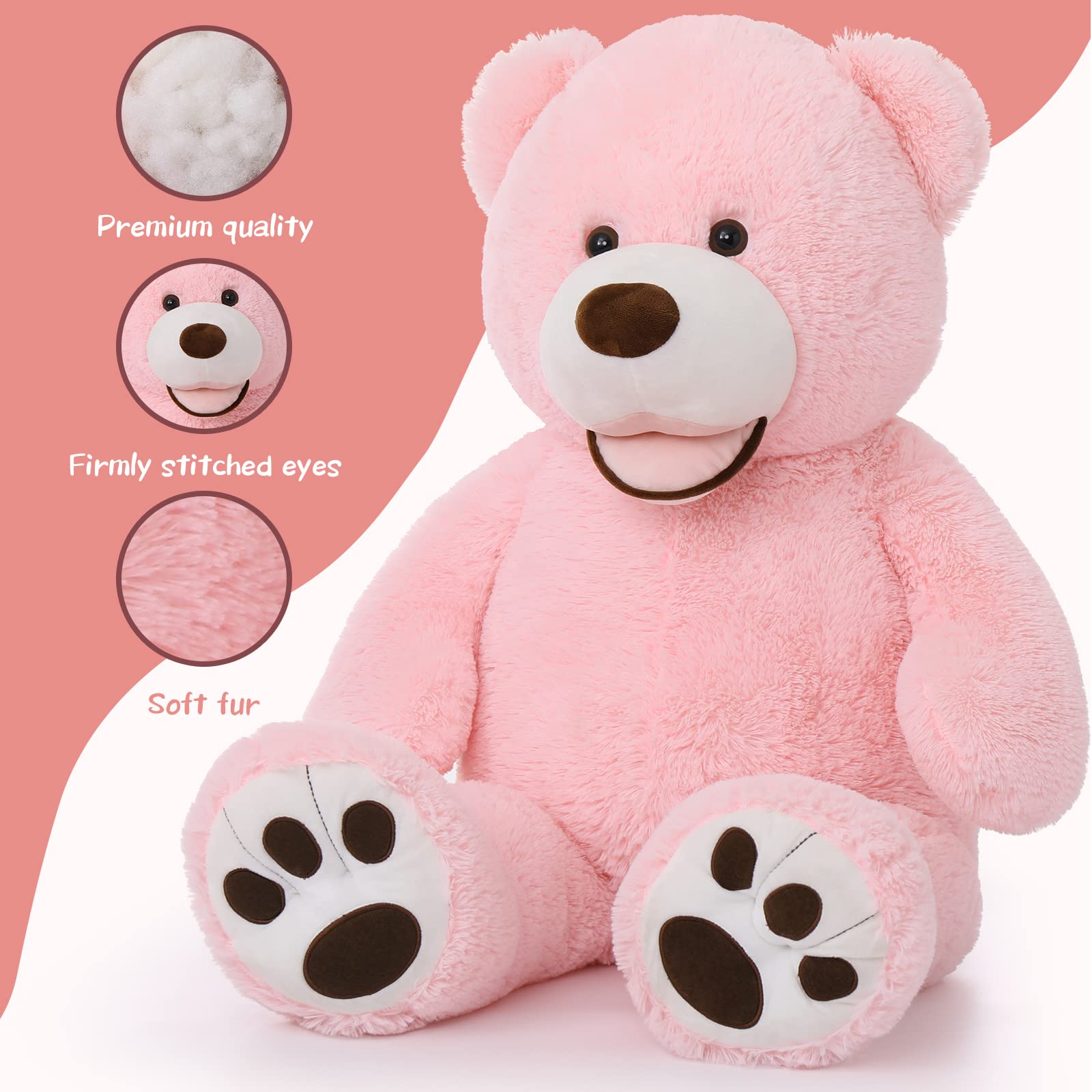 Foto 6 pulgar | Peluche Gigante De Peluche Rosa Morismos De 39 Pulgadas - Venta Internacional.