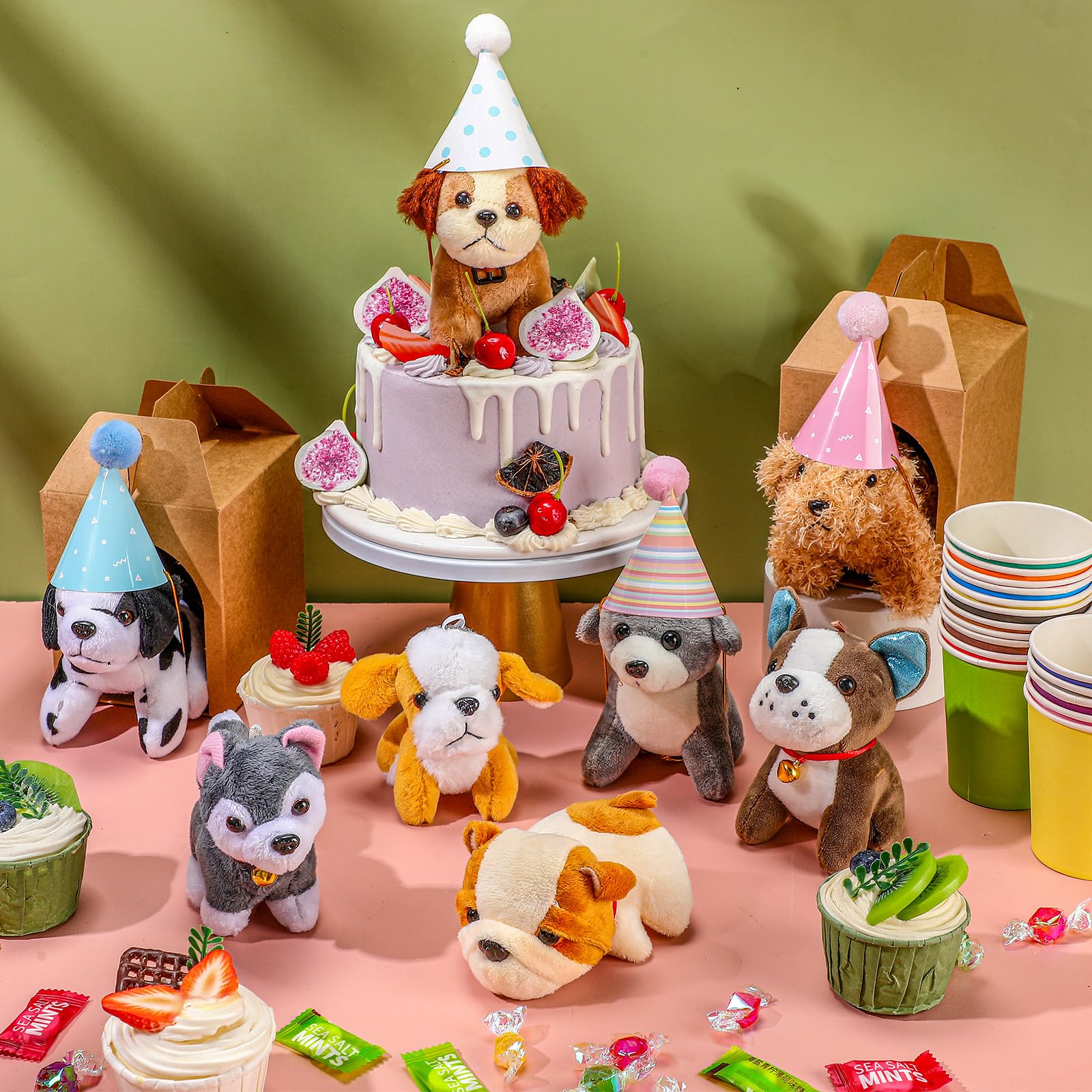 Foto 5 | Set De Juguetes De Peluche Para Perros Patelai Con Minianimales De Peluche Con Cajas Y Jaja - Venta Internacional.