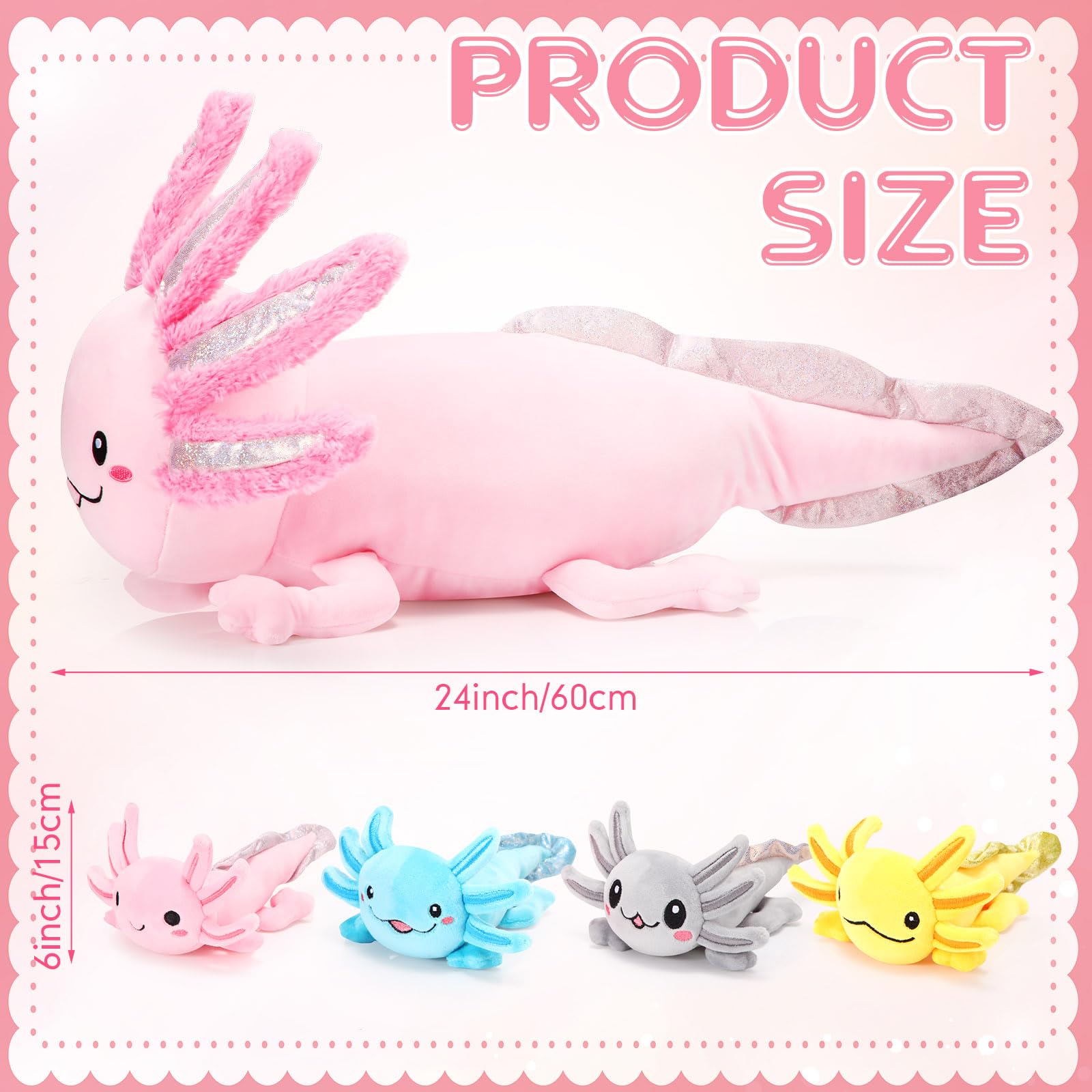 Foto 3 pulgar | Set De Peluche Aoriher Axolotl De 60 Cm Con 4 Animales De Peluche Para Bebés - Venta Internacional.