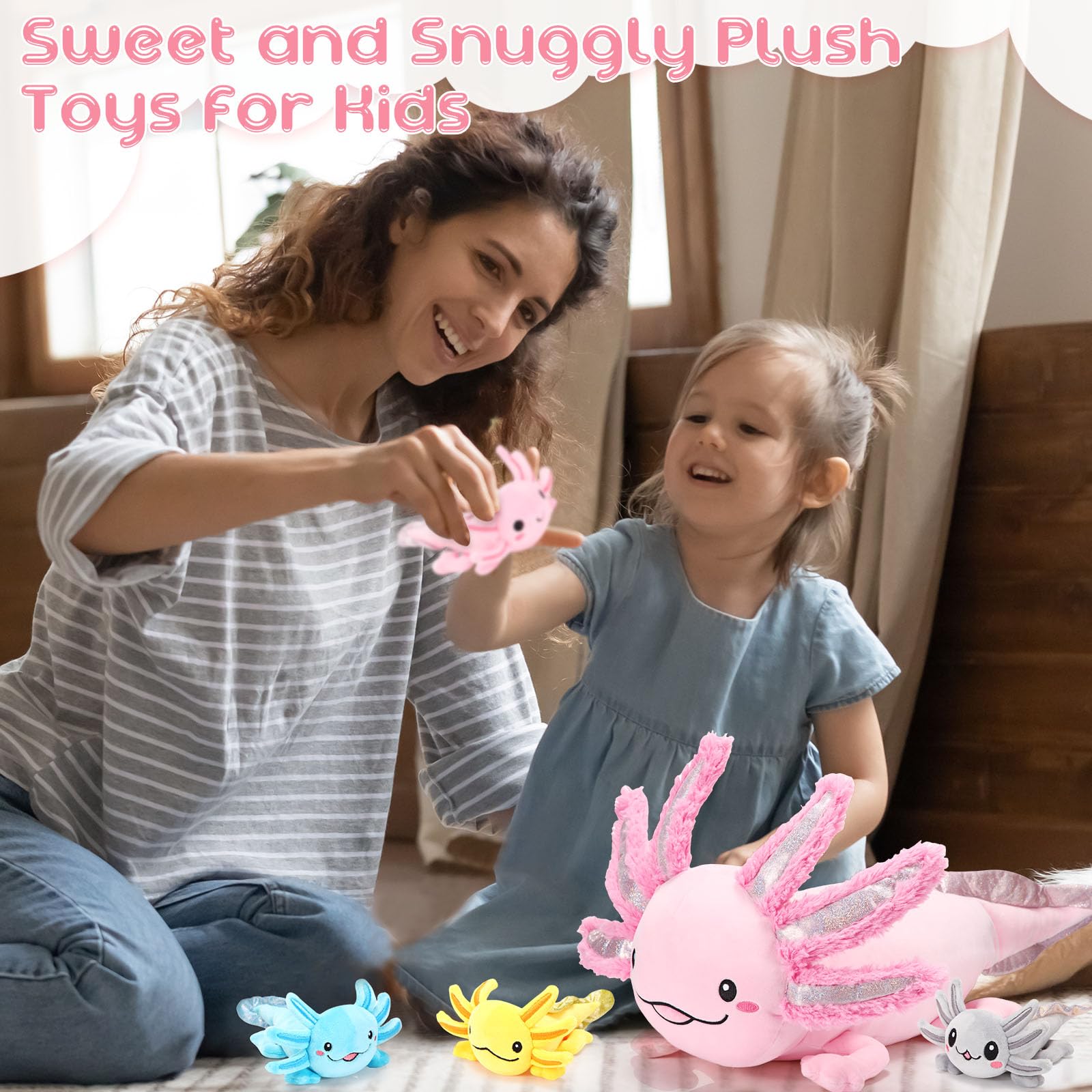 Foto 7 pulgar | Set De Peluche Aoriher Axolotl De 60 Cm Con 4 Animales De Peluche Para Bebés - Venta Internacional.