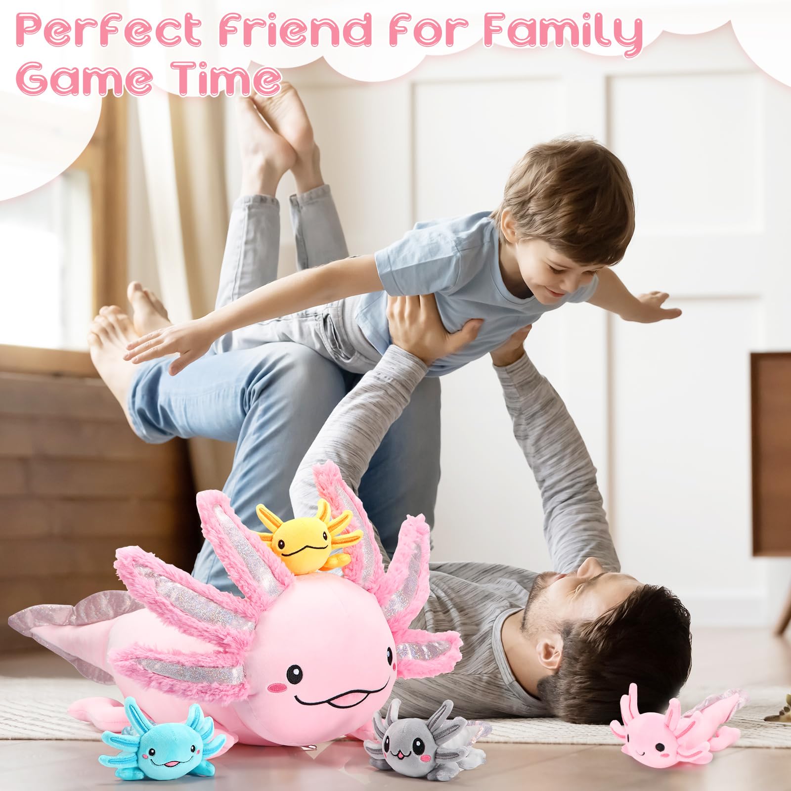 Foto 8 pulgar | Set De Peluche Aoriher Axolotl De 60 Cm Con 4 Animales De Peluche Para Bebés - Venta Internacional.