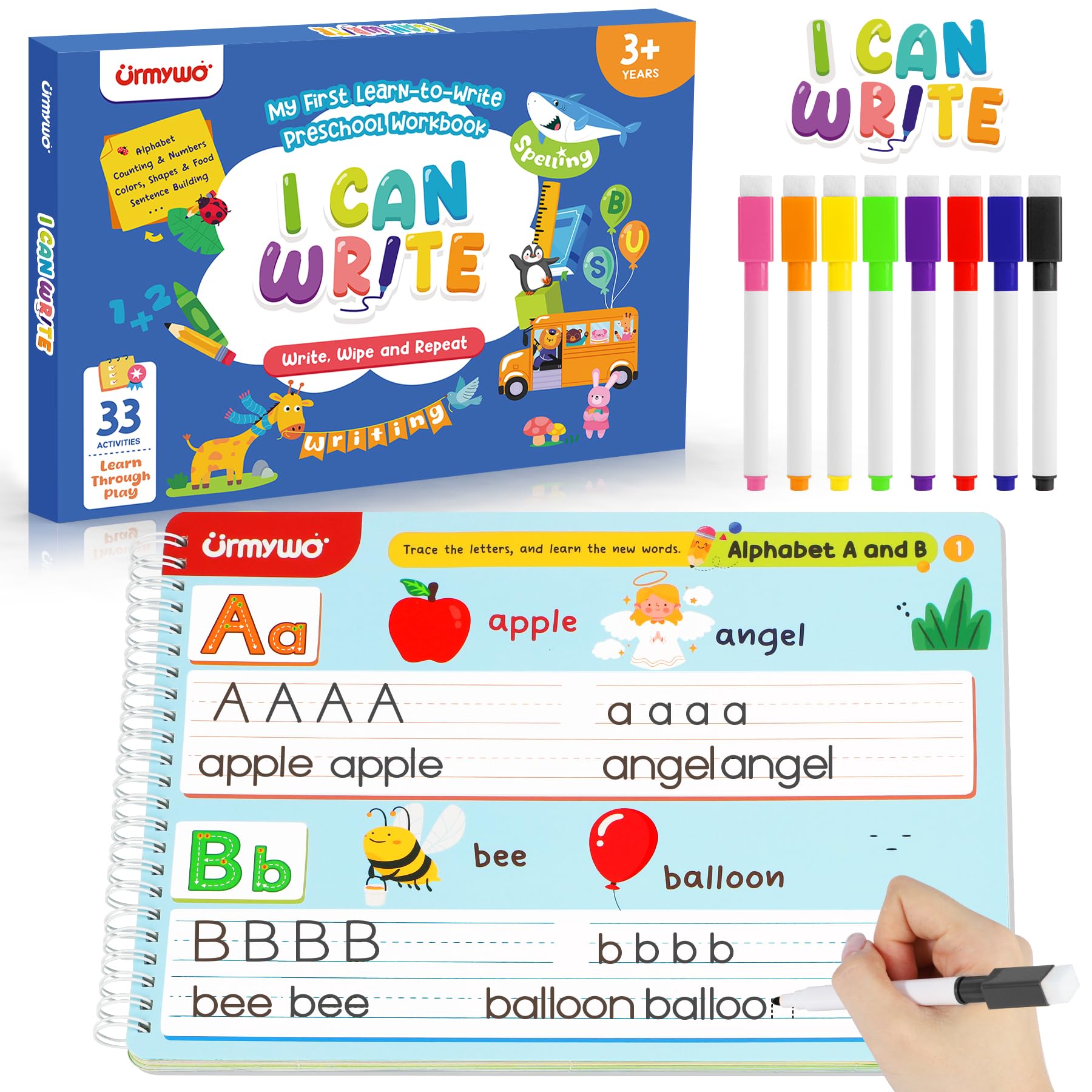 Cuaderno De Actividades De Aprendizaje Preescolar Urmywo Con Rotuladores - Venta Internacional.