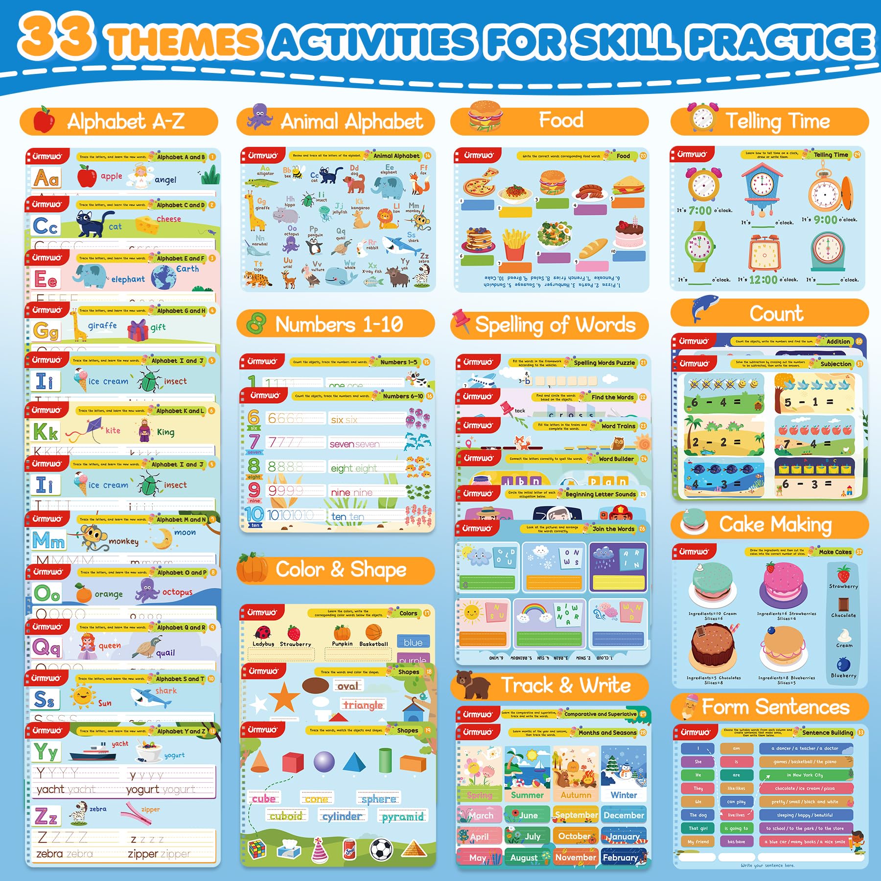 Foto 3 pulgar | Cuaderno De Actividades De Aprendizaje Preescolar Urmywo Con Rotuladores - Venta Internacional.