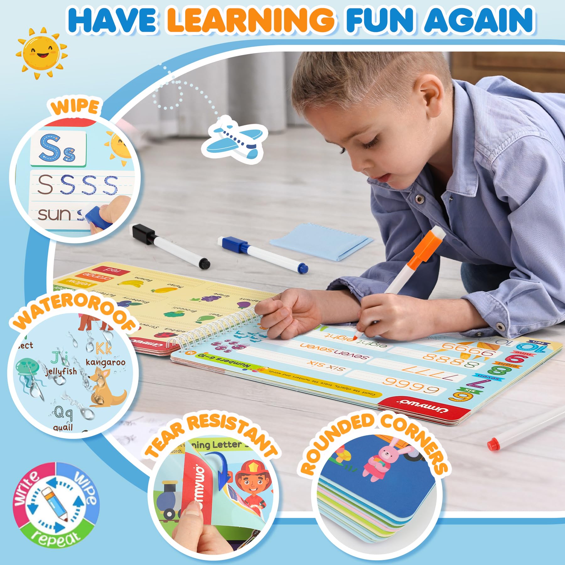 Foto 4 | Cuaderno De Actividades De Aprendizaje Preescolar Urmywo Con Rotuladores - Venta Internacional.