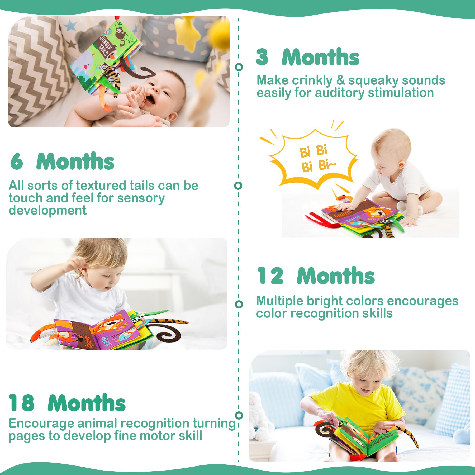Foto 3 | Libro De Tela Arrugada Baby Books Beiens Touch And Feel, De 0 A 18 M - Venta Internacional.