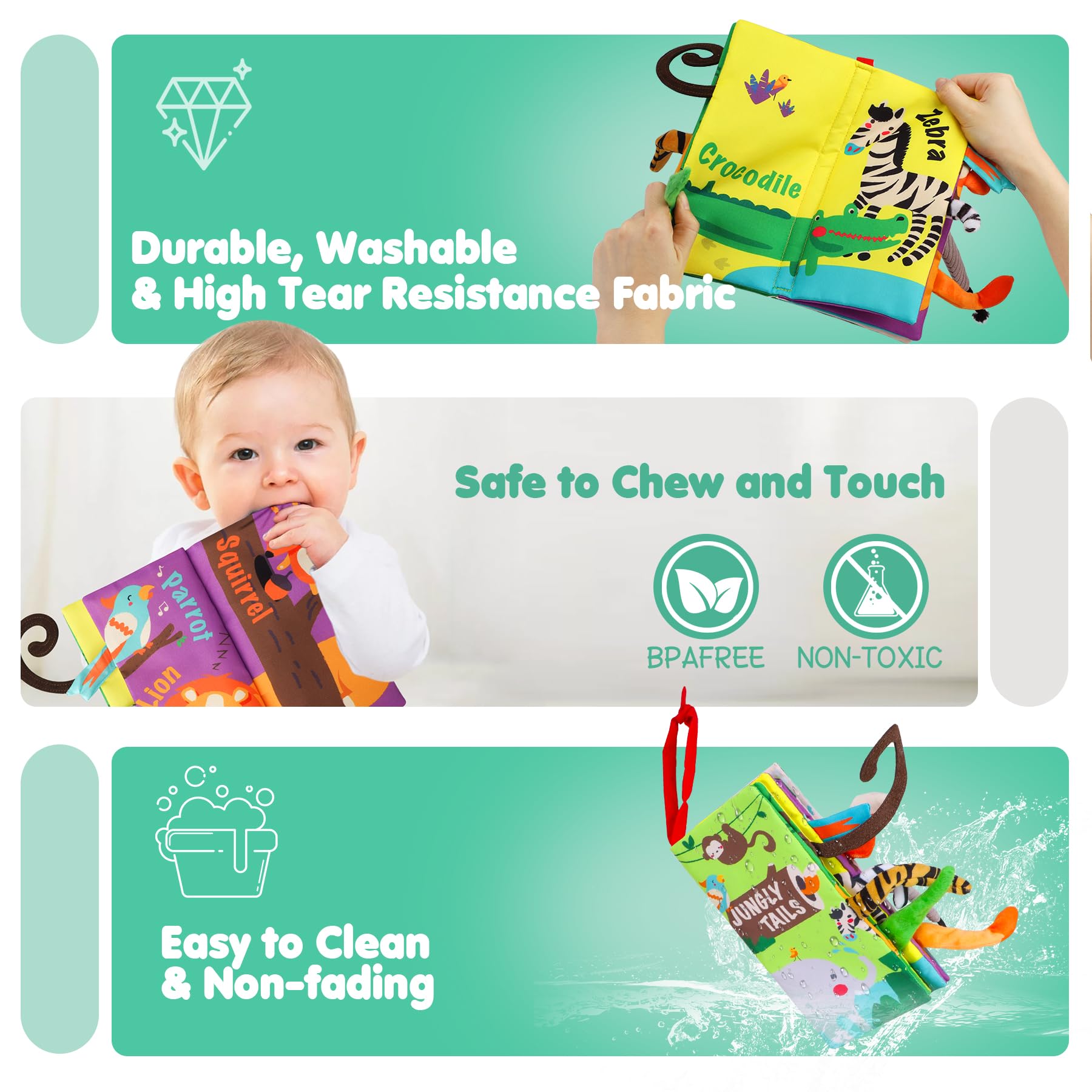 Foto 6 | Libro De Tela Arrugada Baby Books Beiens Touch And Feel, De 0 A 18 M - Venta Internacional.