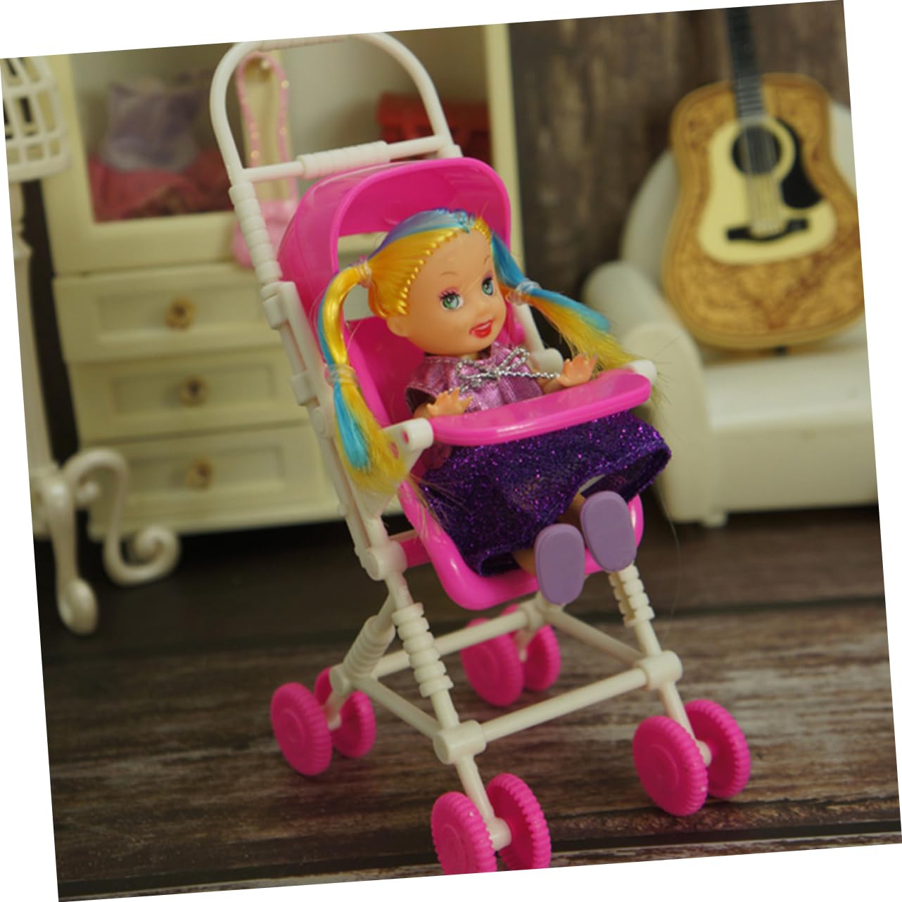 Foto 7 pulgar | Cochecito De Muñecas Feltechelectr De Plástico Para Niños Con Almacenamiento - Venta Internacional.