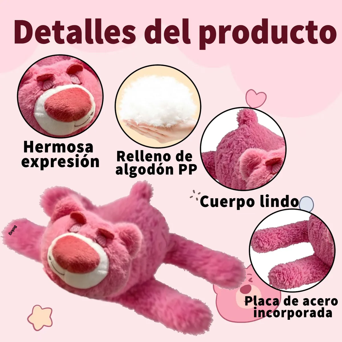 Foto 5 pulgar | Juguetes Oso Lotso Belug Rosa Peluche 2pcs