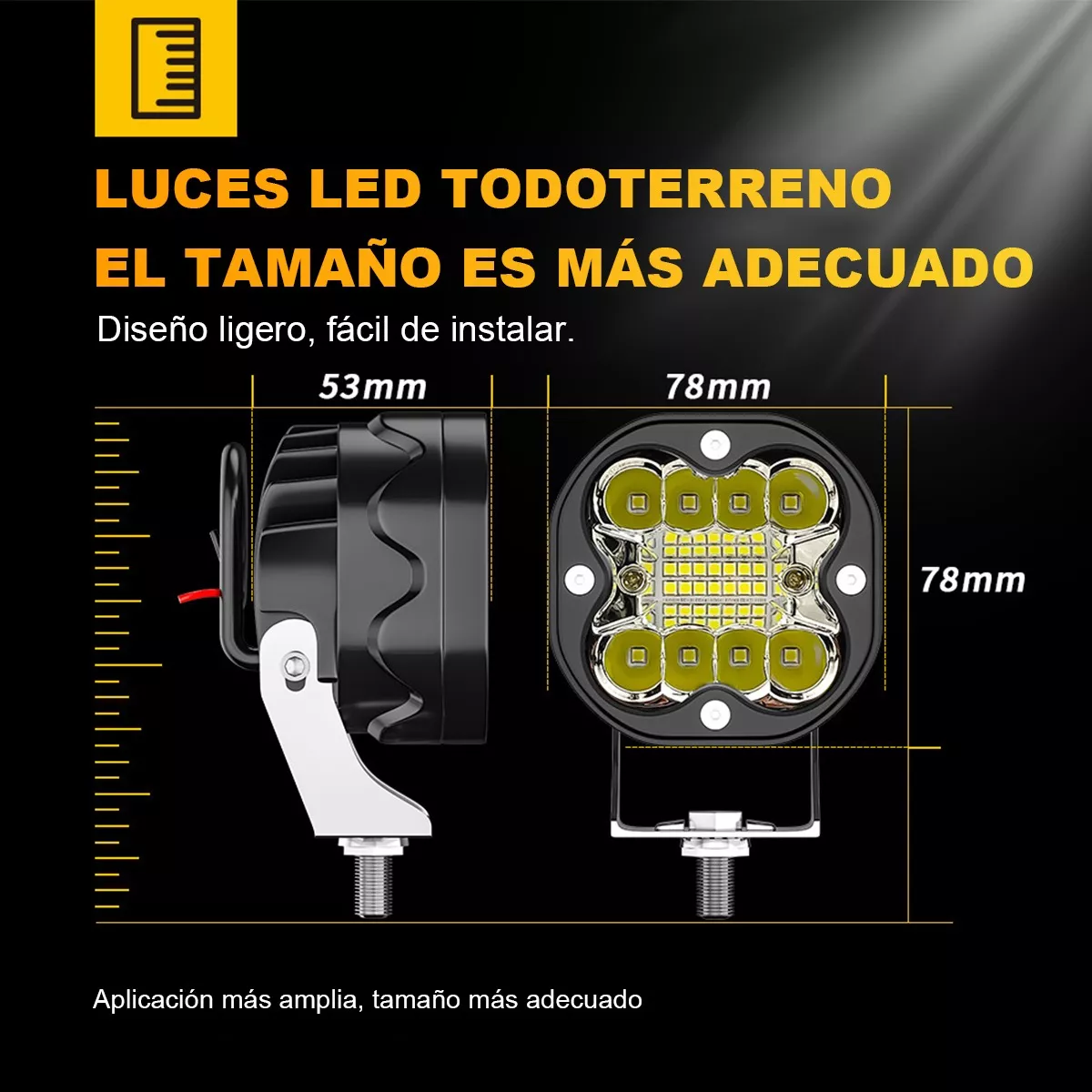 Foto 3 pulgar | Par De Faros Auxiliares Led Focos Para Coche Moto Luz Blanca Eo Safe Imports Esi-18080 Negro