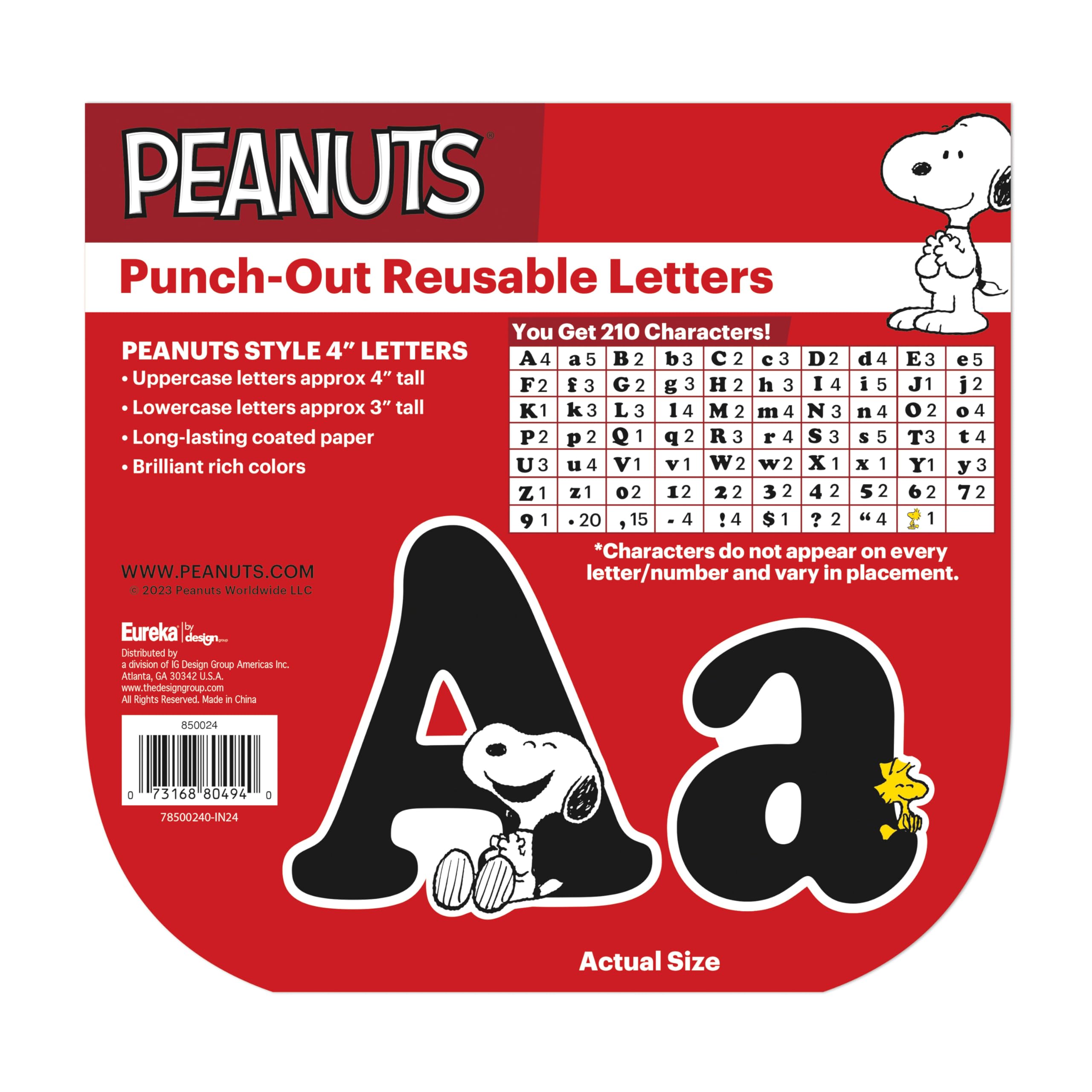 Foto 3 pulgar | Decoración De Aula Eureka Peanuts, Letras Y Números, 210 Unidades - Venta Internacional.