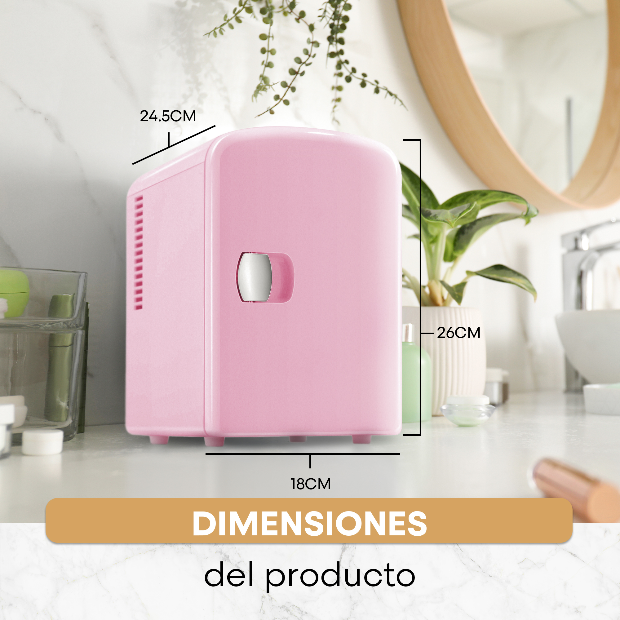 Foto 9 pulgar | Mini Refrigerador Freshlux Hukën Portátil 4 Litros Rosa