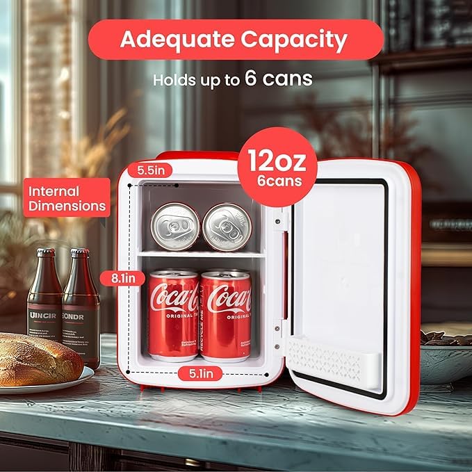 Foto 5 pulgar | Minirefrigerador Simple Deluxe Mini 4l/6 Latas, Calentador Y Enfriador De Latas, Color Rojo - Venta Internacional.