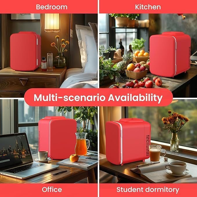 Foto 7 pulgar | Minirefrigerador Simple Deluxe Mini 4l/6 Latas, Calentador Y Enfriador De Latas, Color Rojo - Venta Internacional.